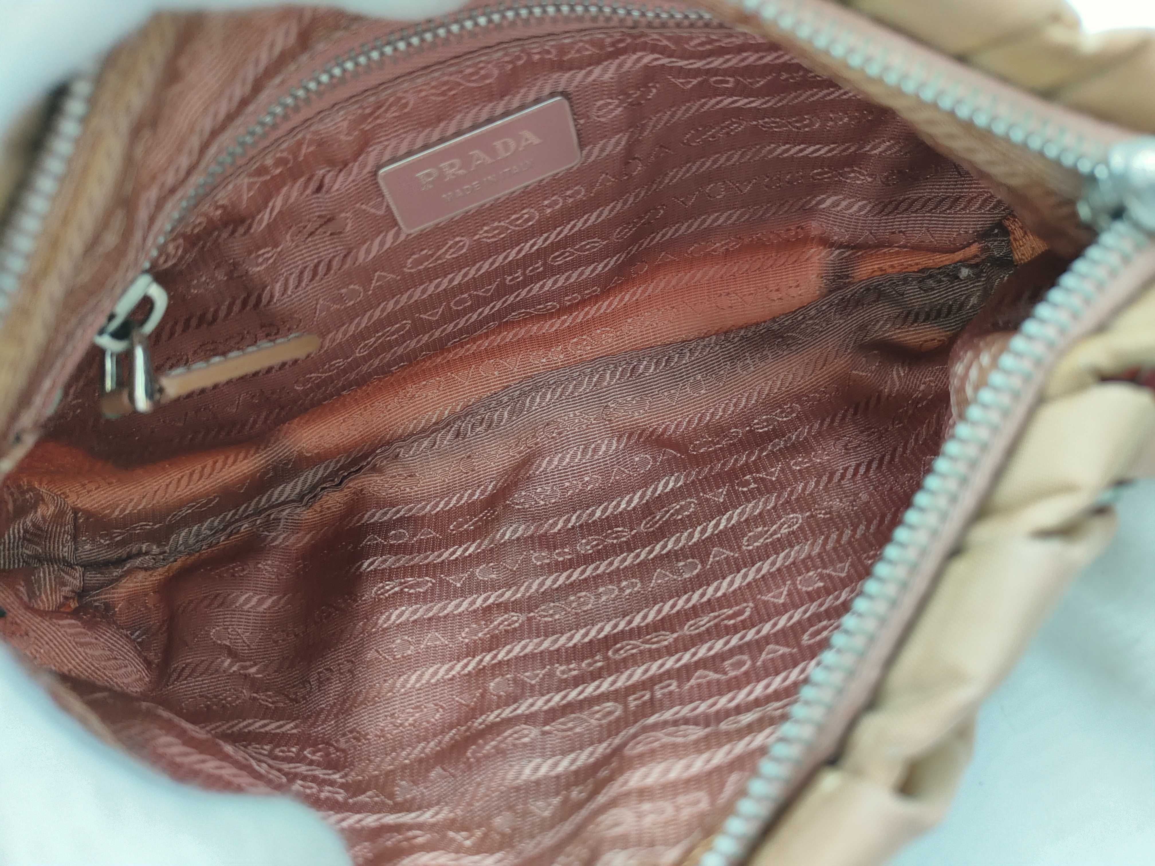 Nylon One-Shoulder Bag, Nylon Patchwork, Beige Shoulder Bag — view 10