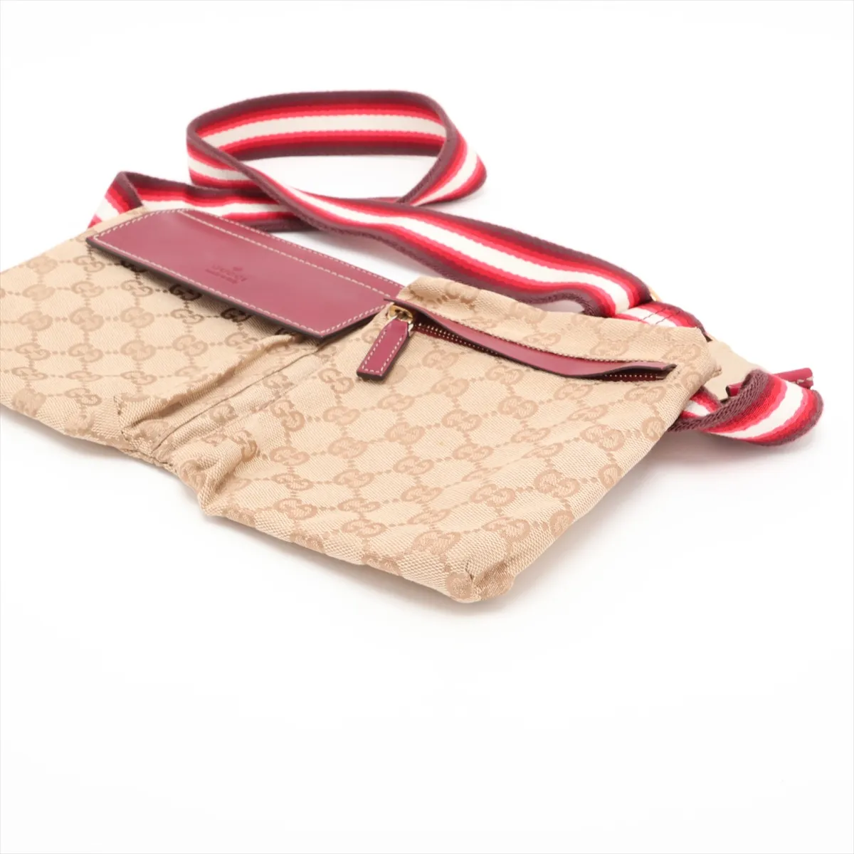 GG Canvas Leather Body Bag, Beige x Red, 28566 — view 3