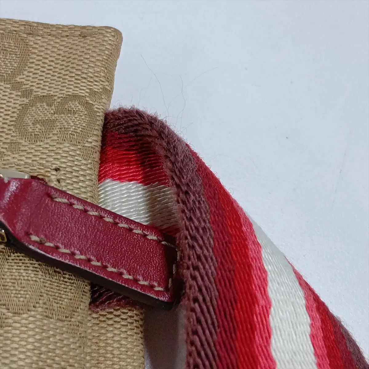 GG Canvas Leather Body Bag, Beige x Red, 28566 — view 10