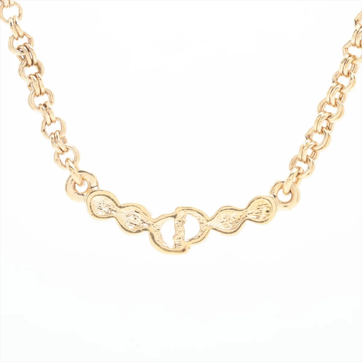 CD Logo Necklace GP x Rhinestone Gold — view 2