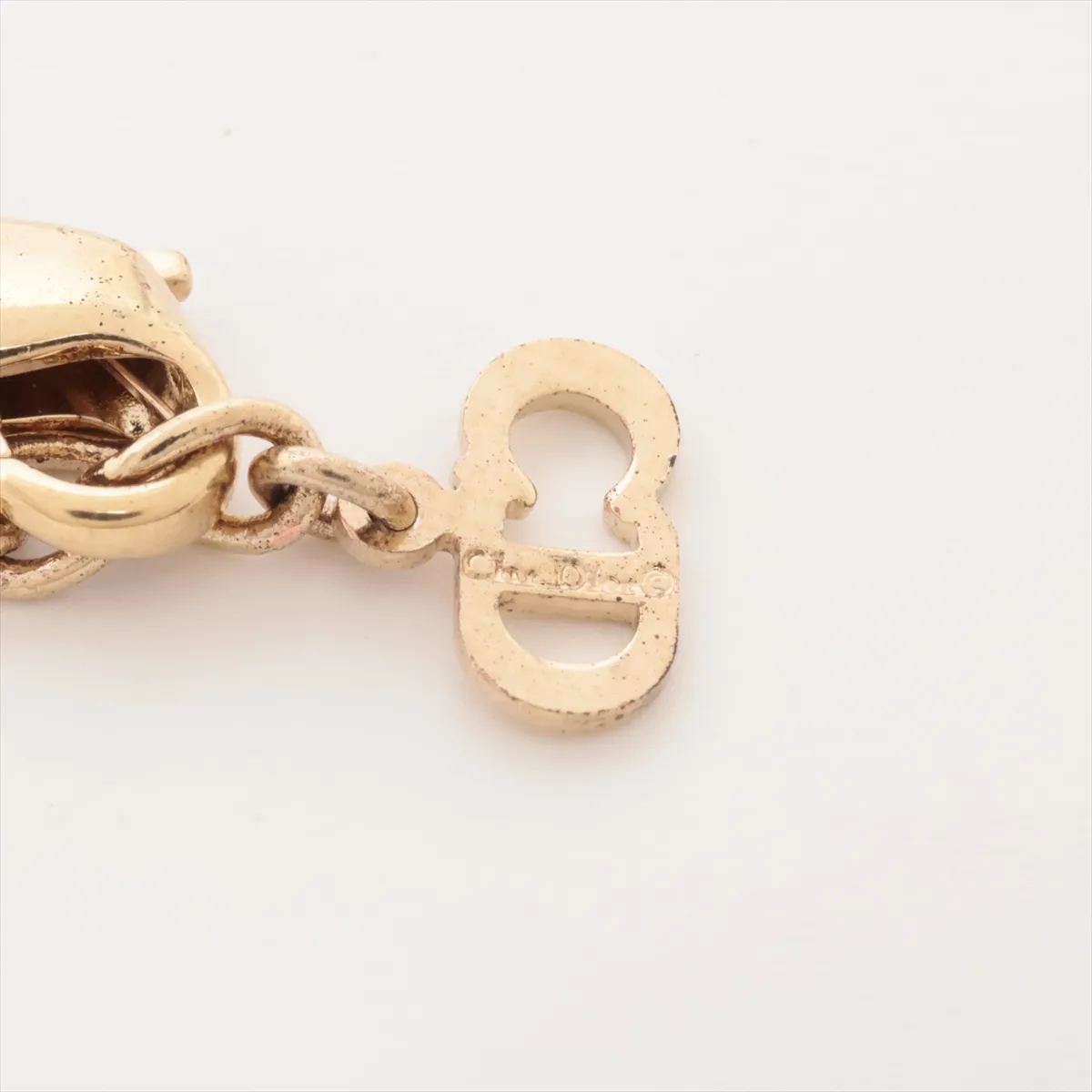CD Logo Necklace GP x Rhinestone Gold — view 4