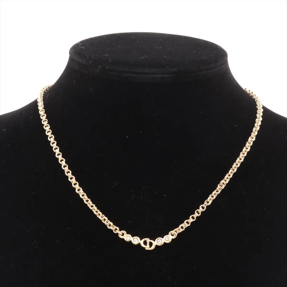 CD Logo Necklace GP x Rhinestone Gold — view 5