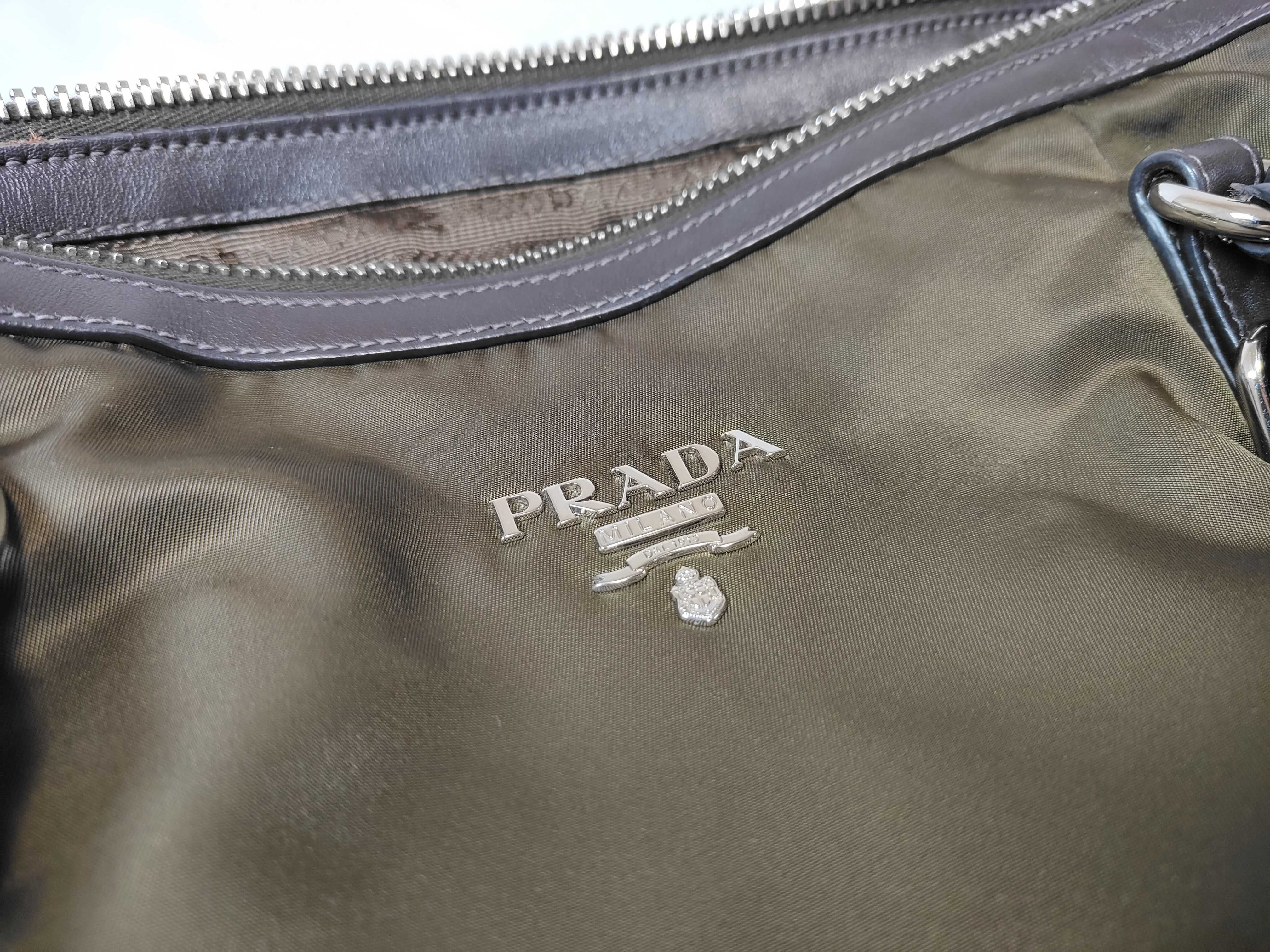 Nylon Prada Tessuto Nylon Handbag Tote Bag Women's Green Brown Tote Bag — view 12