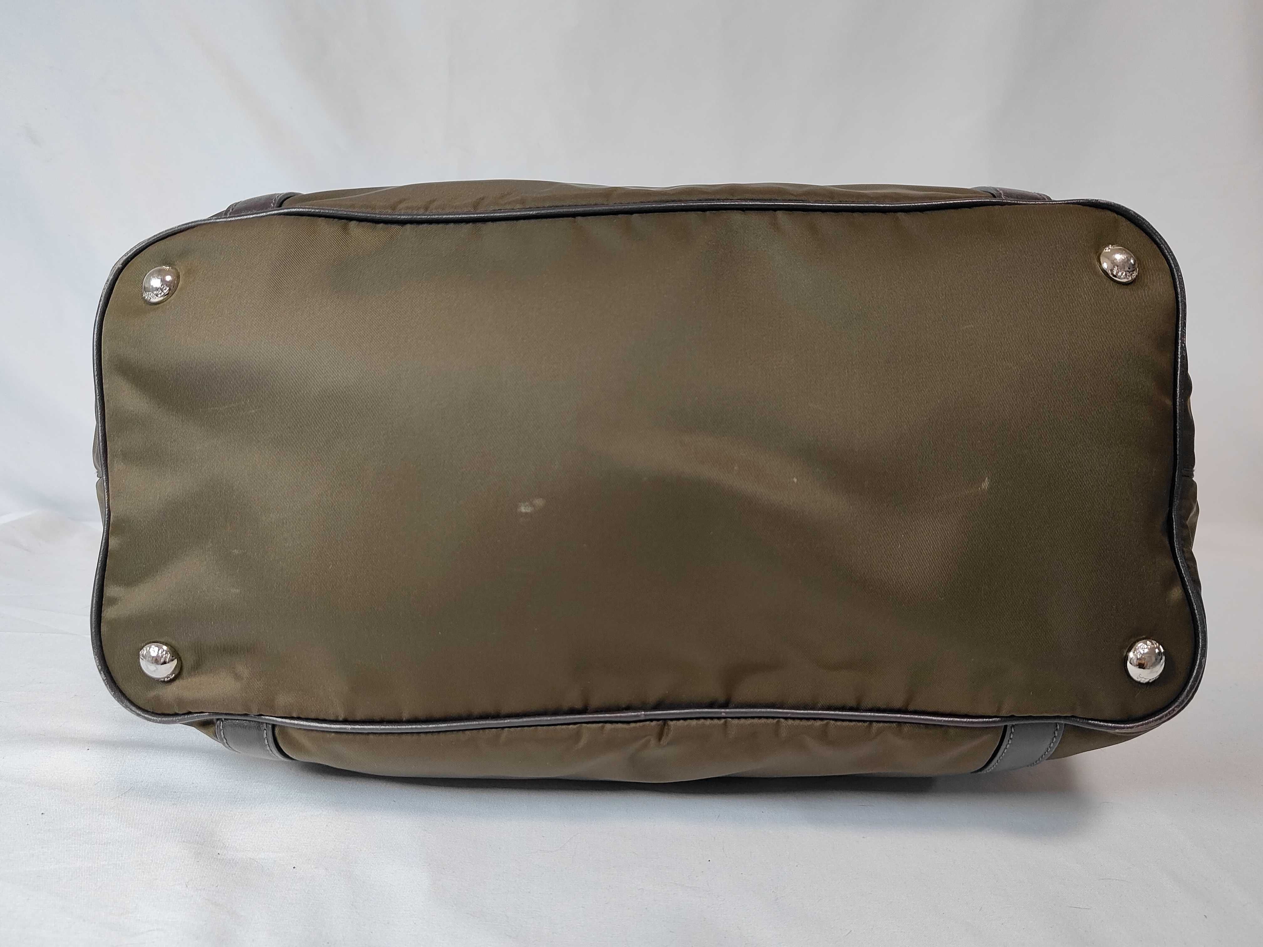 Nylon Prada Tessuto Nylon Handbag Tote Bag Women's Green Brown Tote Bag — view 7