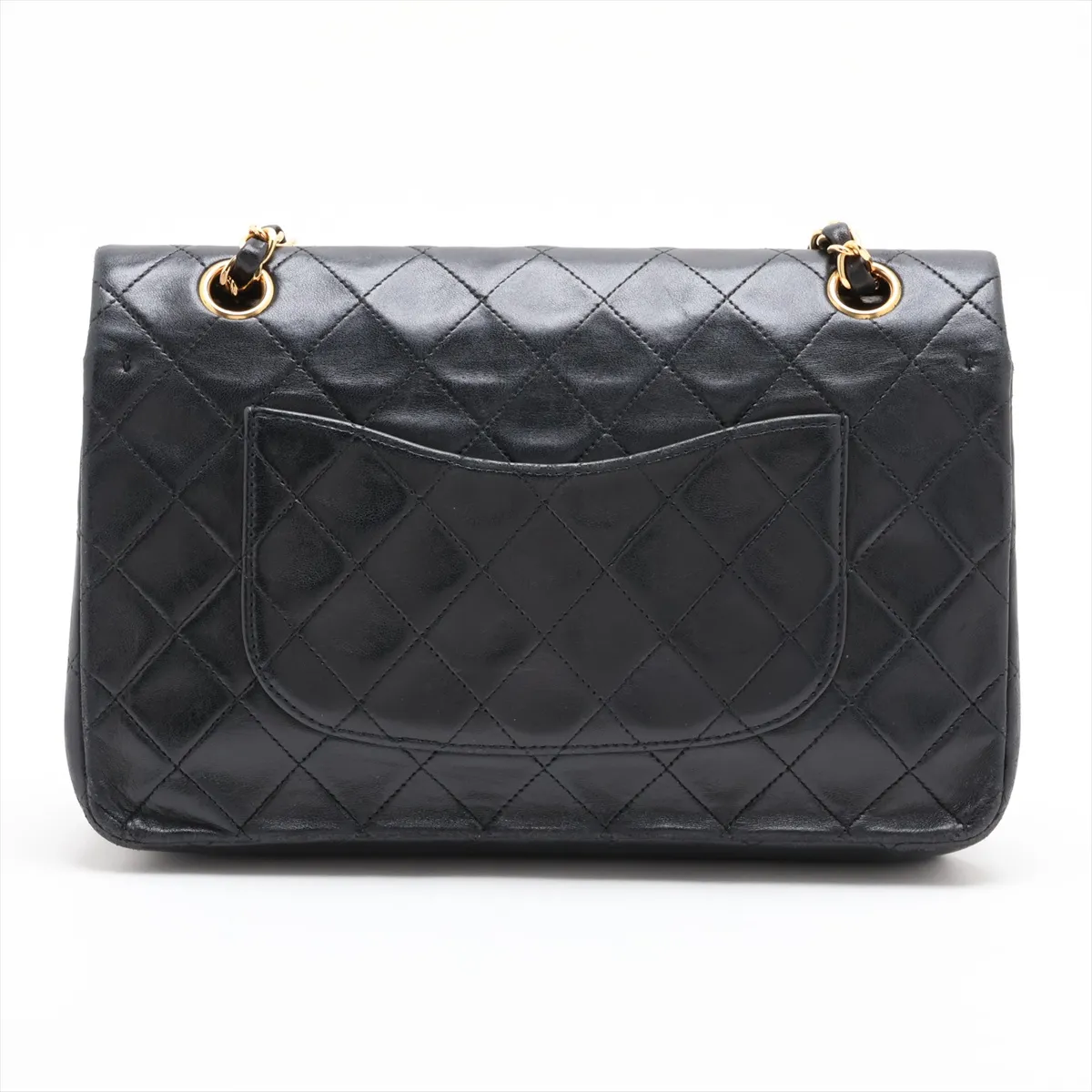 Matelassé 25 Lambskin Double Flap Double Chain Bag, Black with Gold Hardware, 4918499, Series 4, A01112 — view 2