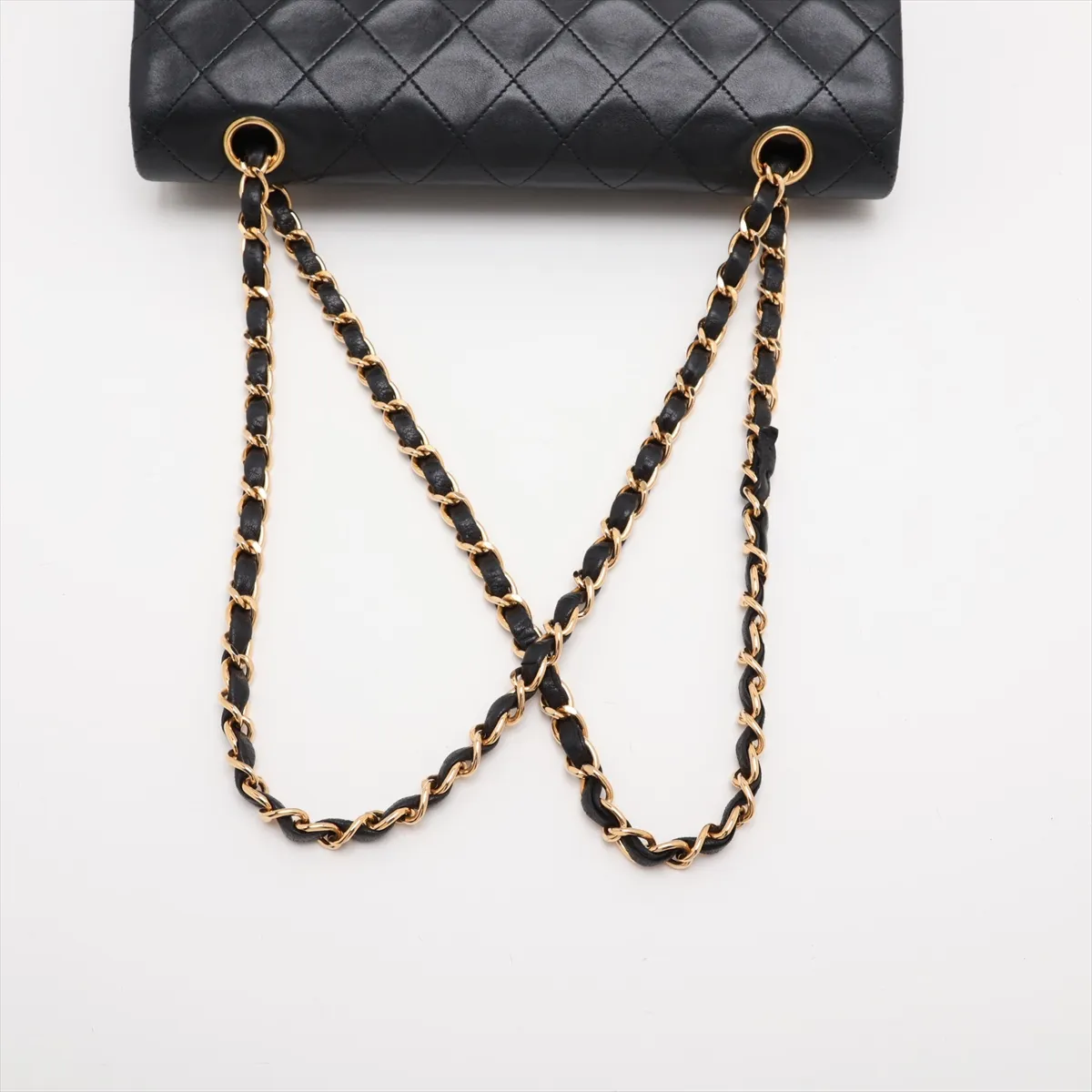 Matelassé 25 Lambskin Double Flap Double Chain Bag, Black with Gold Hardware, 4918499, Series 4, A01112 — view 5