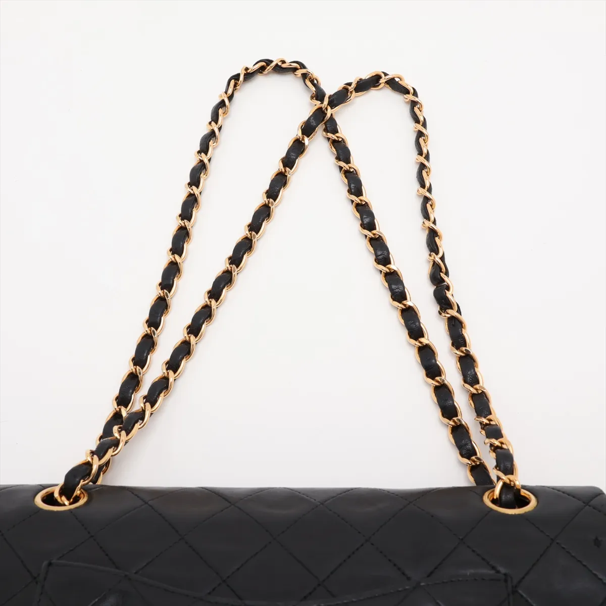 Matelassé 25 Lambskin Double Flap Double Chain Bag, Black with Gold Hardware, 4918499, Series 4, A01112 — view 6
