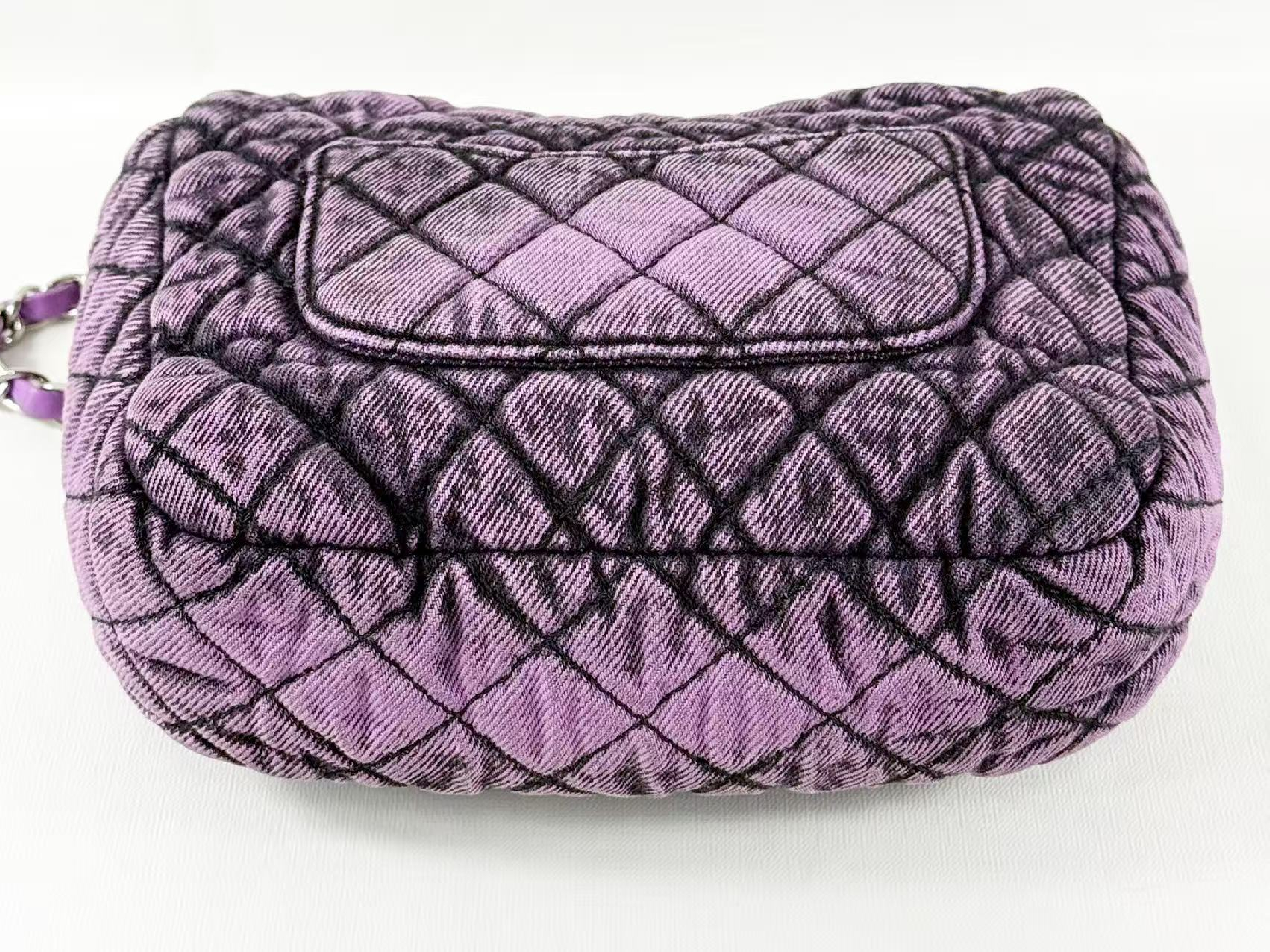 Denim Black x Purple Matelassé Shoulder Bag, W19/H15/D6cm (approx.), serial number in the 29 range, with dust bag and serial sticker, silver hardware, item number 29019250. — view 10