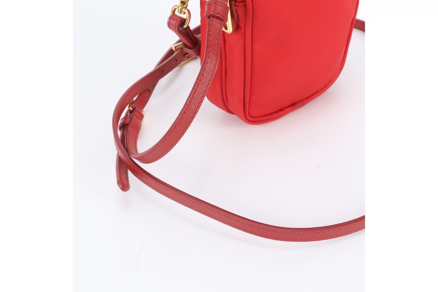 Tessuto Nylon Triangle Logo Leather Shoulder Bag — view 2