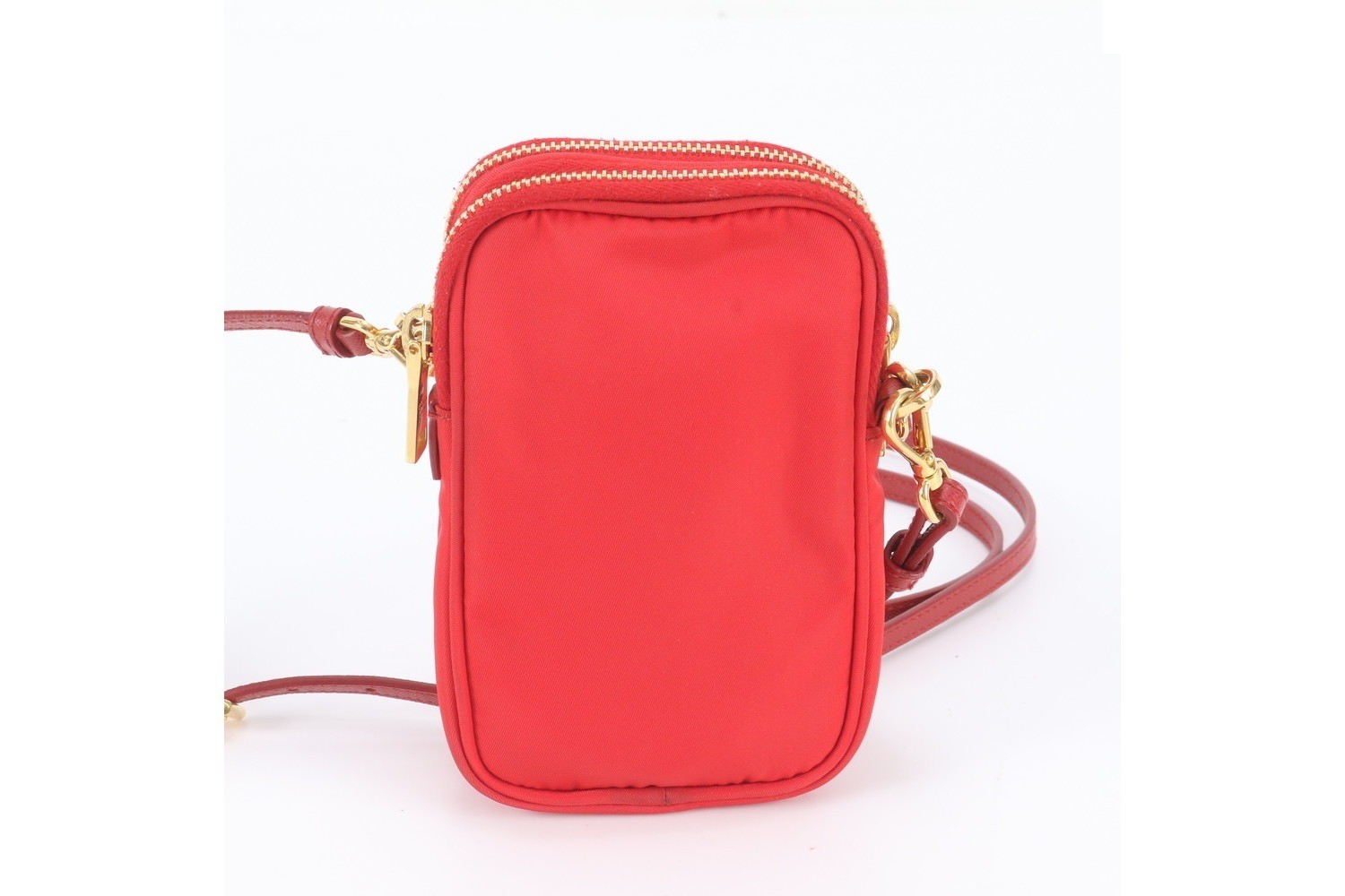 Tessuto Nylon Triangle Logo Leather Shoulder Bag — view 3