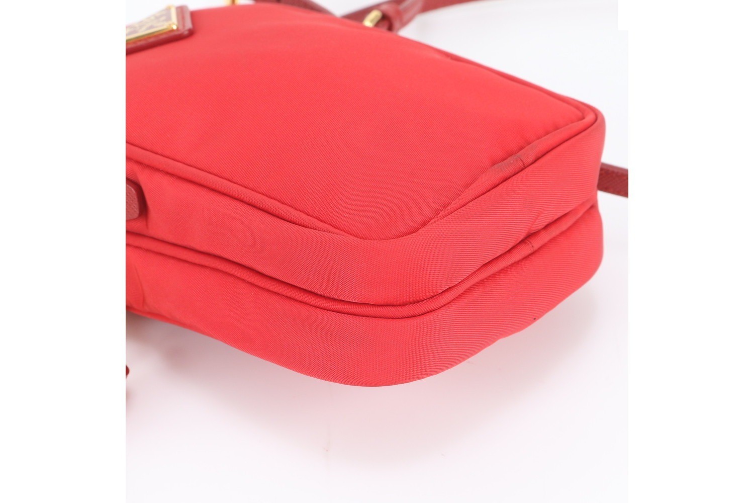 Tessuto Nylon Triangle Logo Leather Shoulder Bag — view 4