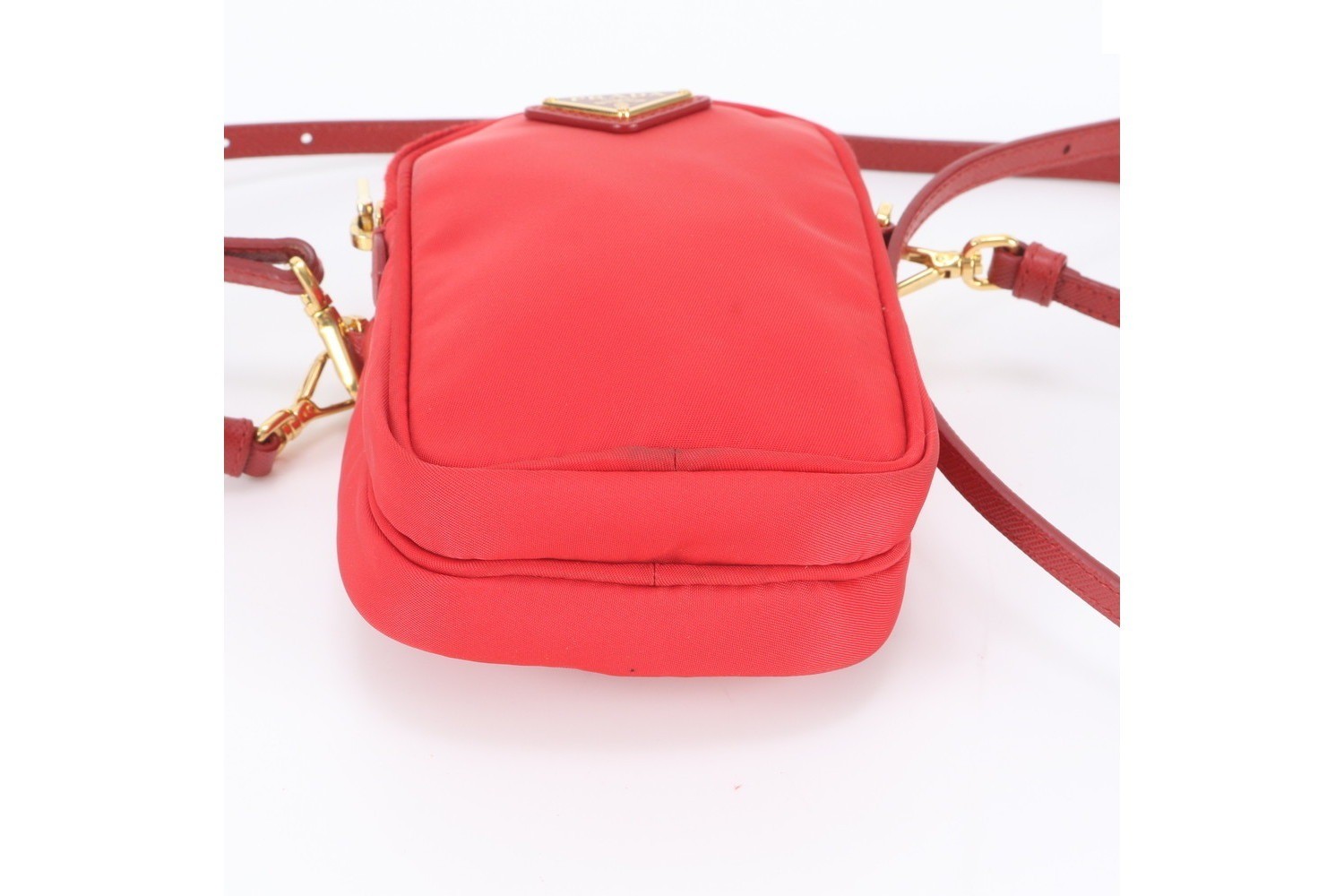 Tessuto Nylon Triangle Logo Leather Shoulder Bag — view 6