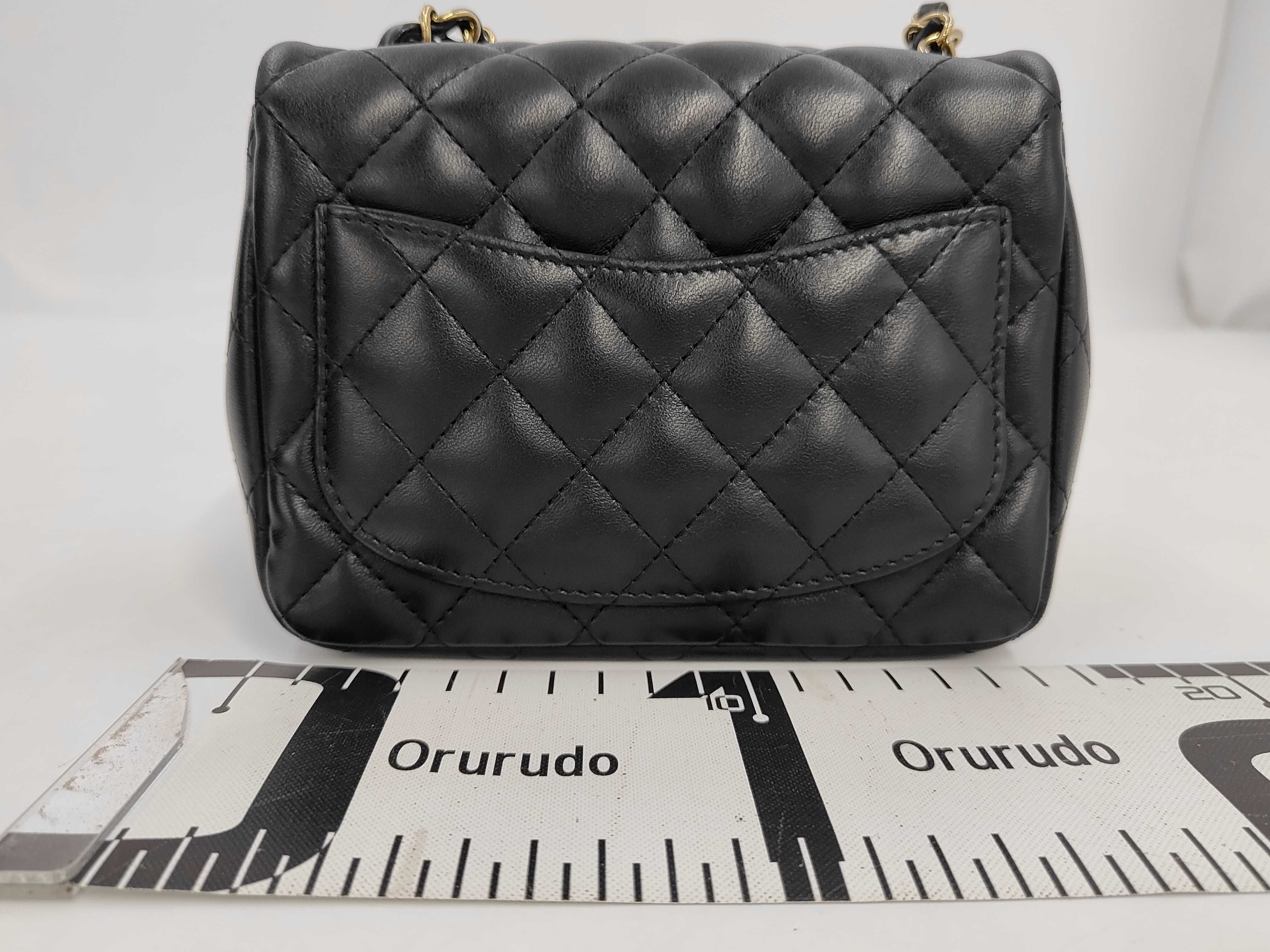 Mini Matelassé Chain Shoulder Bag, Black Lambskin, Gold Hardware. — view 2