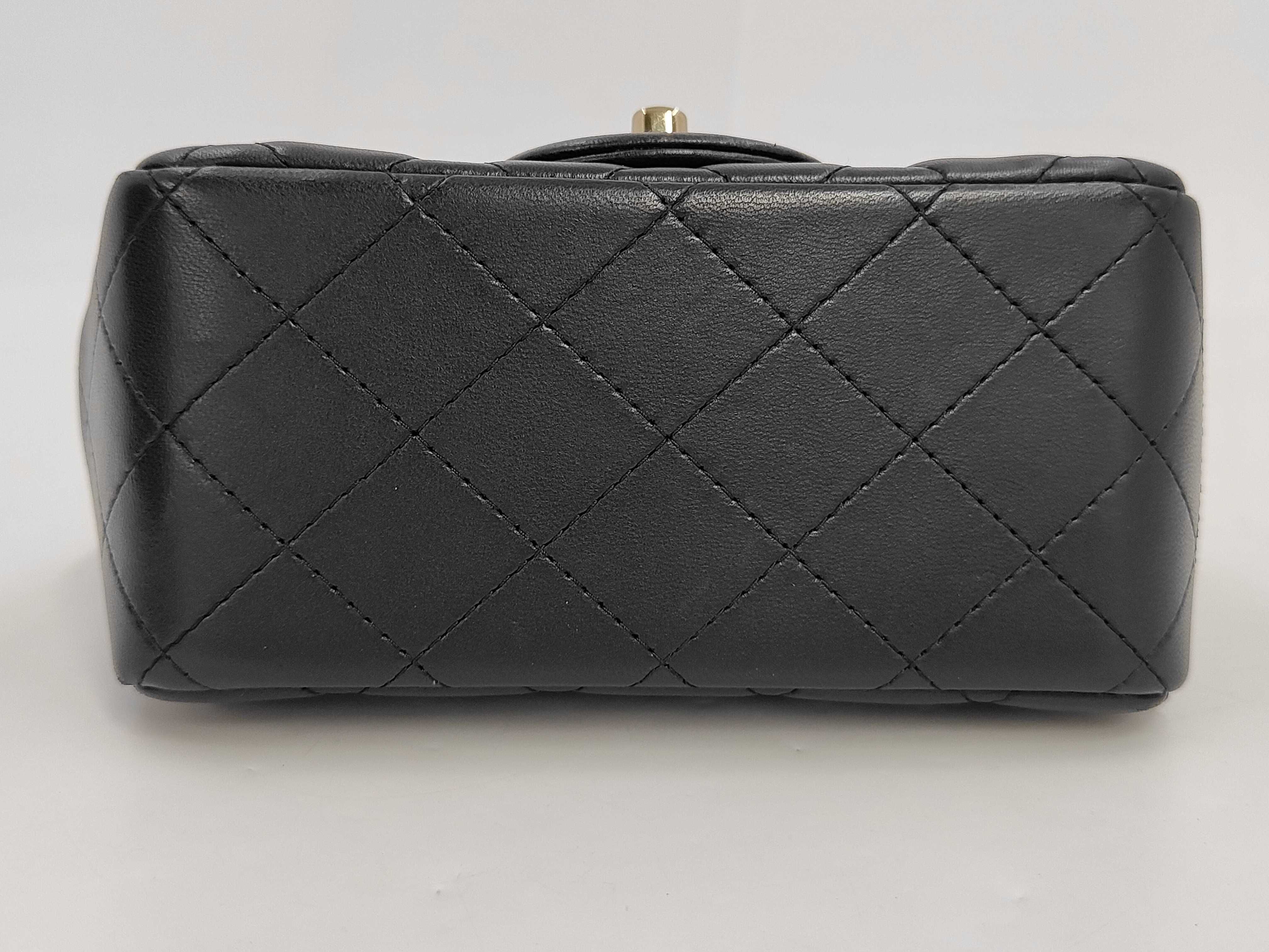 Mini Matelassé Chain Shoulder Bag, Black Lambskin, Gold Hardware. — view 4