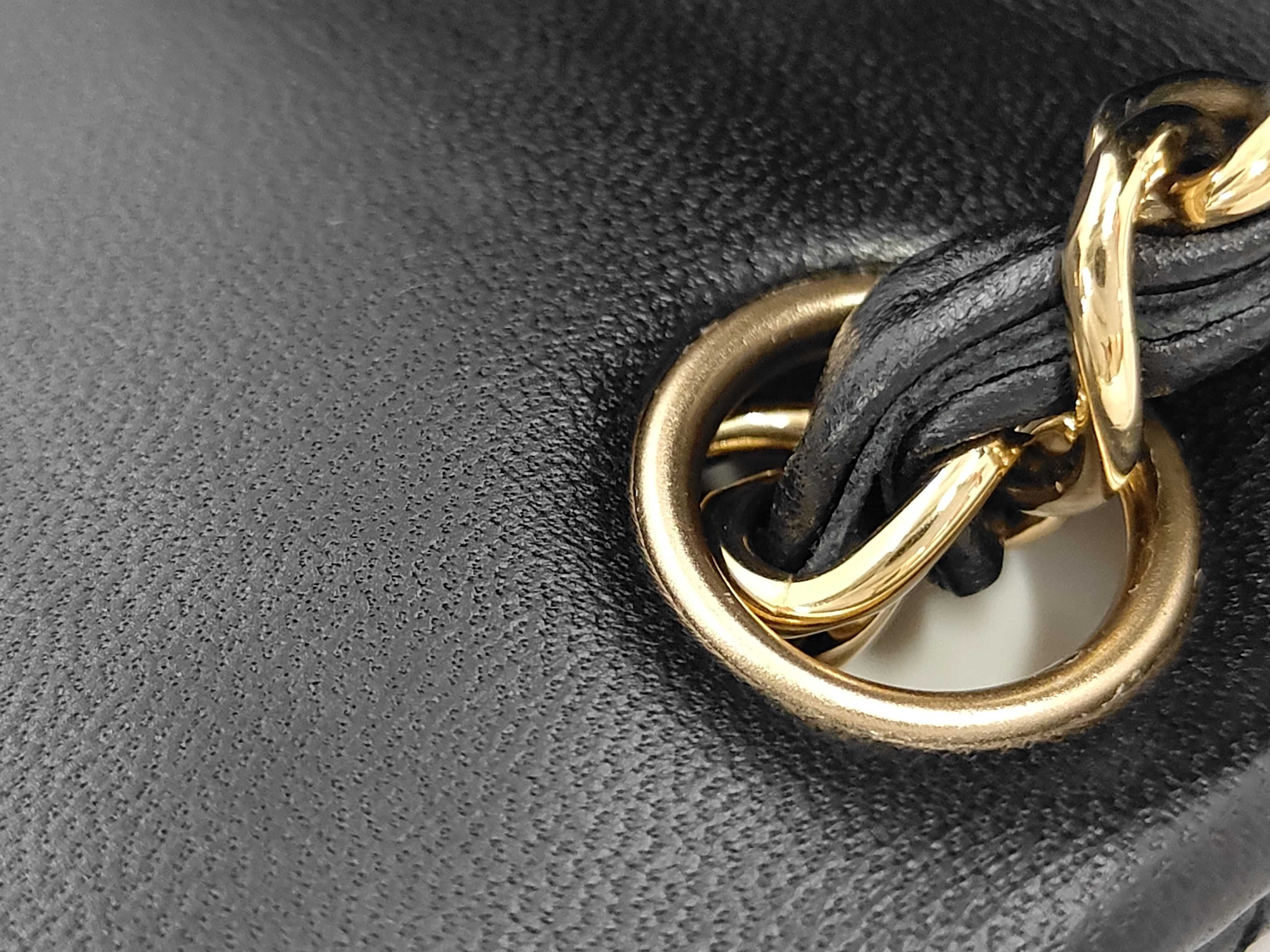 Mini Matelassé Chain Shoulder Bag, Black Lambskin, Gold Hardware. — view 6