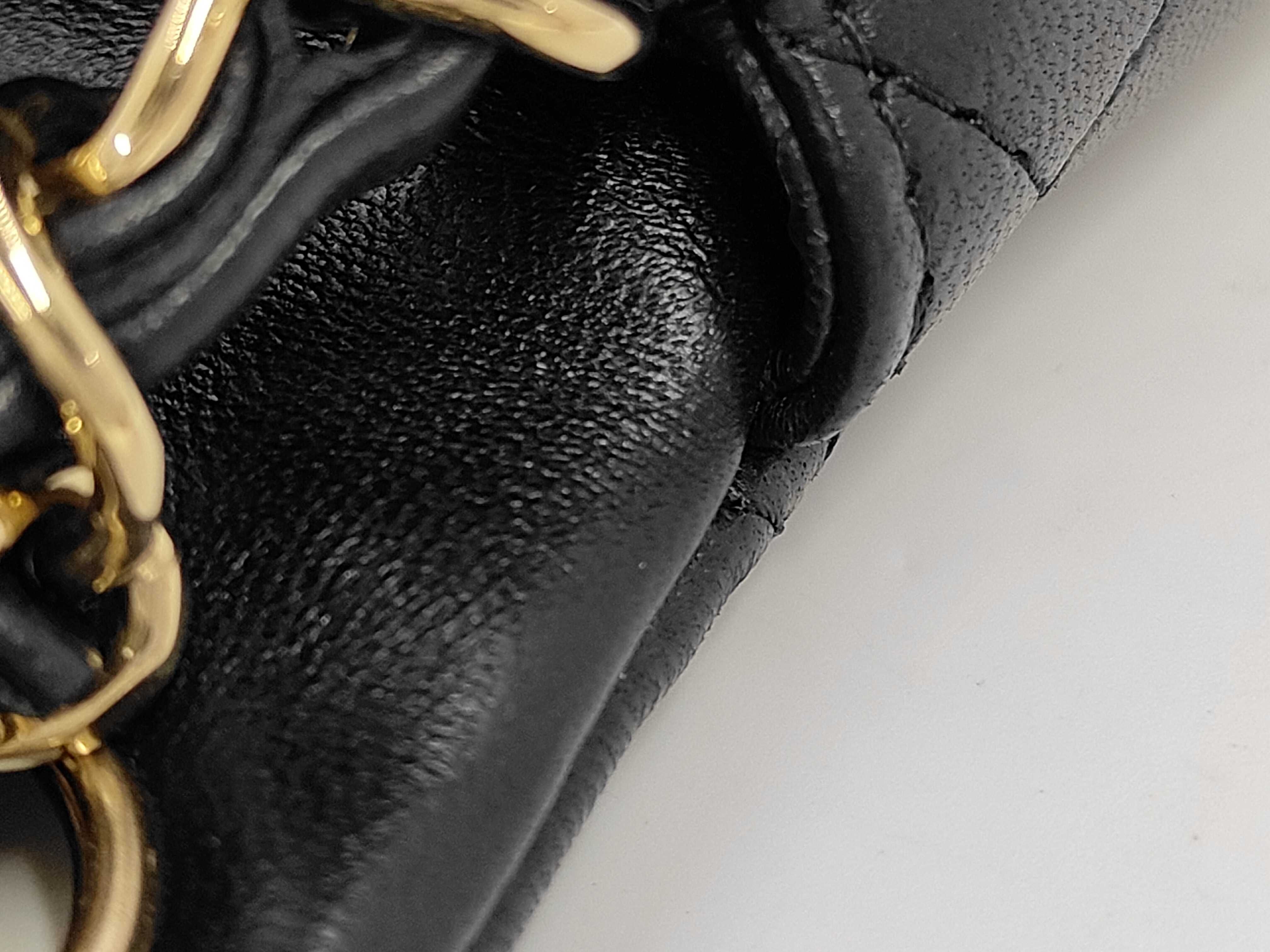 Mini Matelassé Chain Shoulder Bag, Black Lambskin, Gold Hardware. — view 9