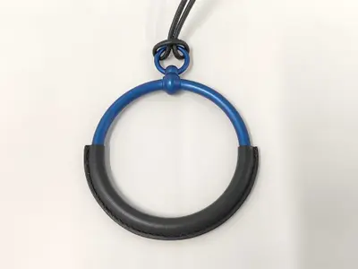 Loop Grand Necklace, Black with Blue Hardware, Hermes Necklace