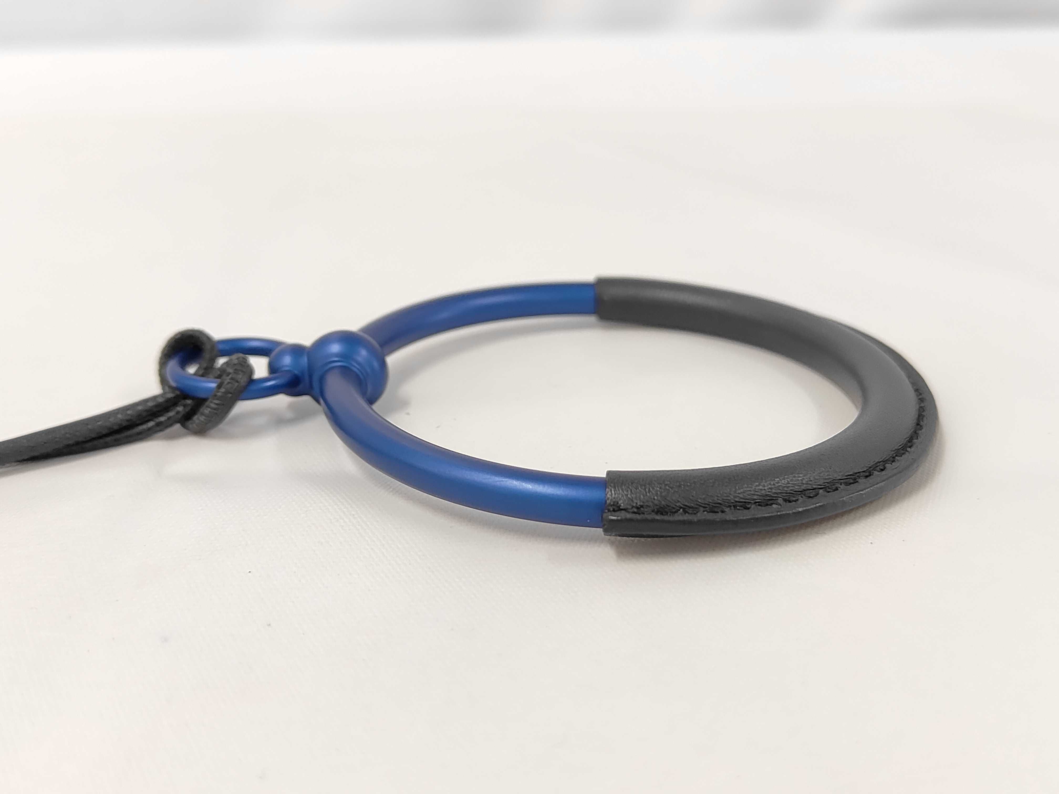 Loop Grand Necklace, Black with Blue Hardware, Hermes Necklace — view 3