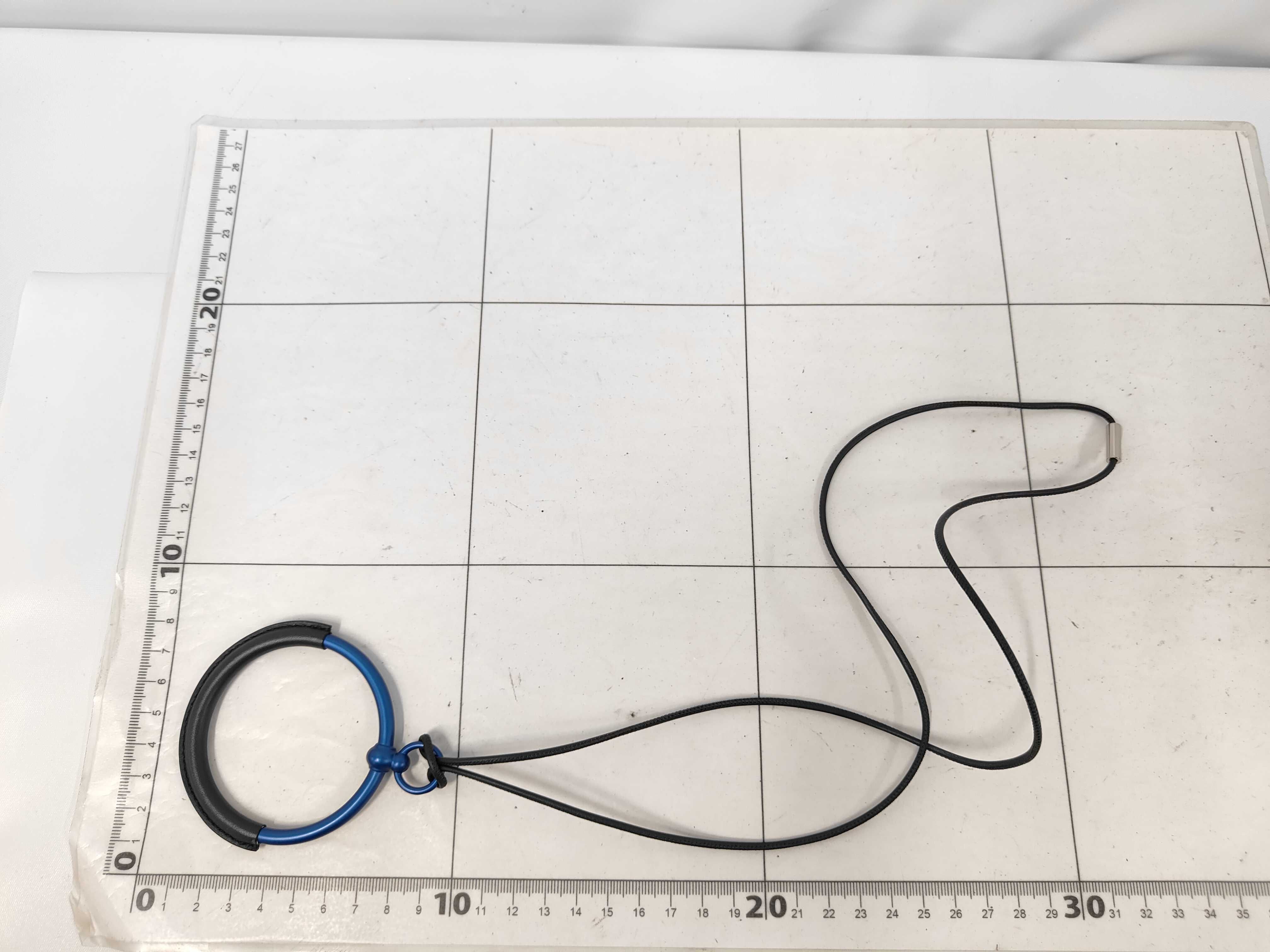 Loop Grand Necklace, Black with Blue Hardware, Hermes Necklace — view 10