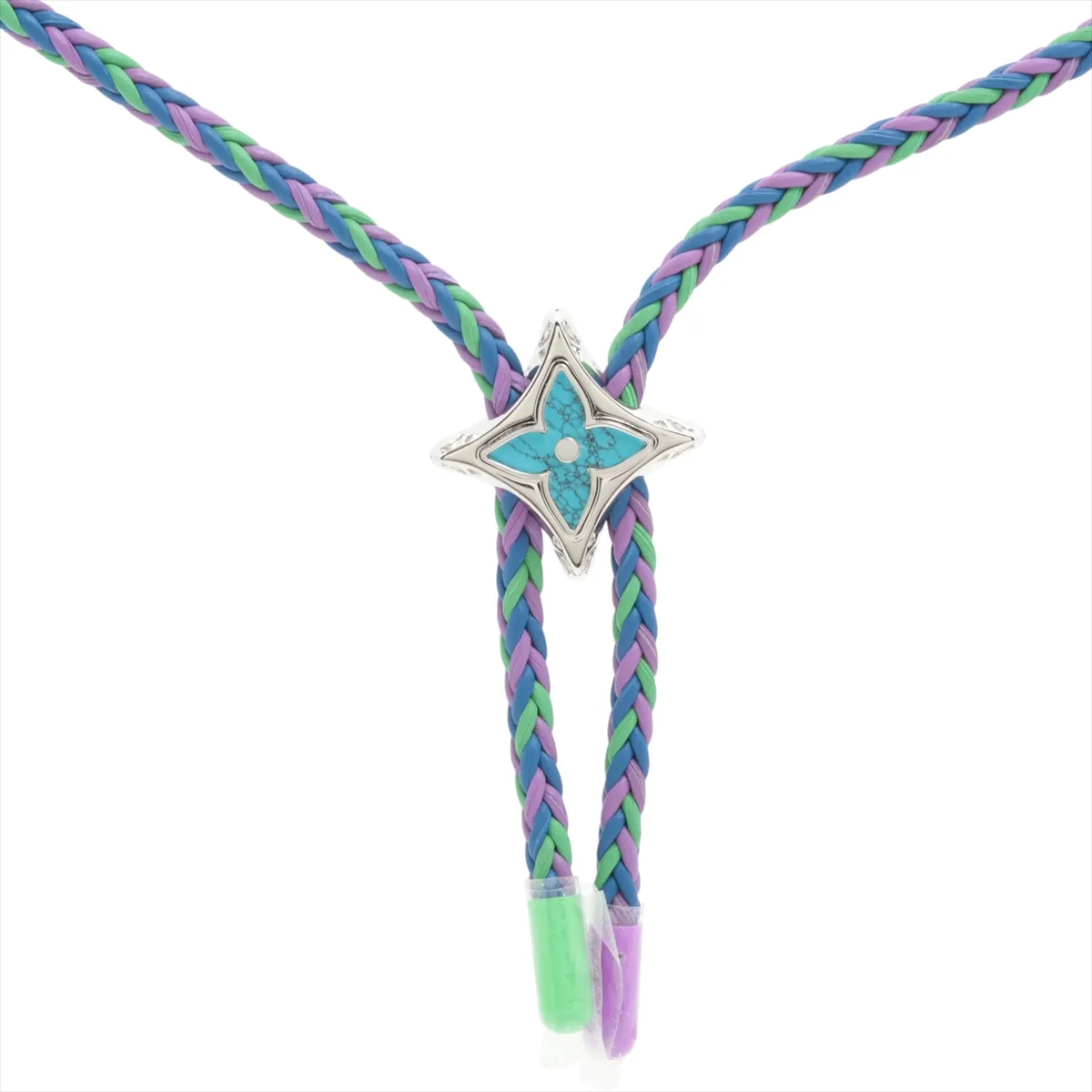 M01046 Necklace, Boro Monogram Big Party LE0233 Necklace, GP x Leather, Blue x Purple. Shows