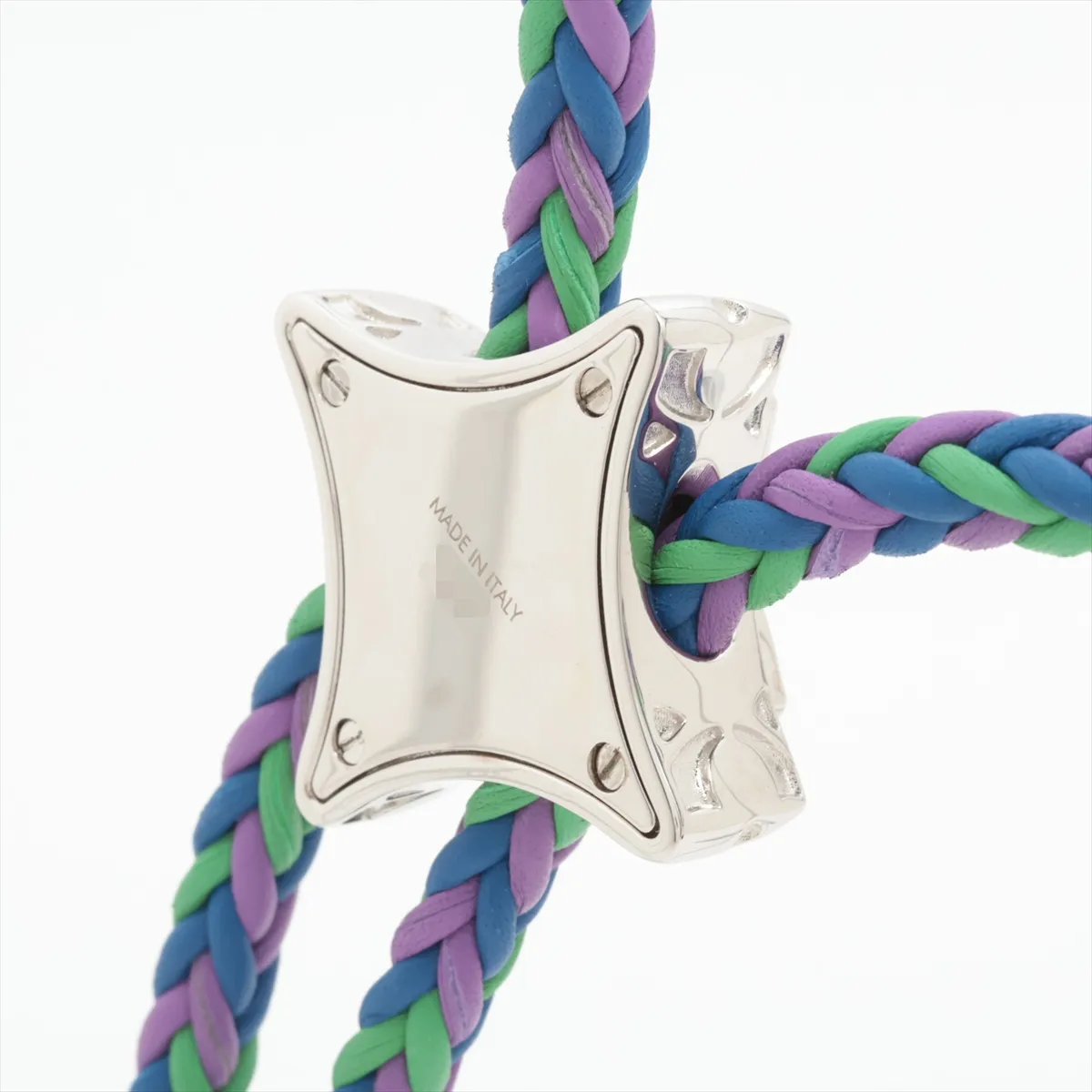 M01046 Necklace, Boro Monogram Big Party LE0233 Necklace, GP x Leather, Blue x Purple. Shows — view 3