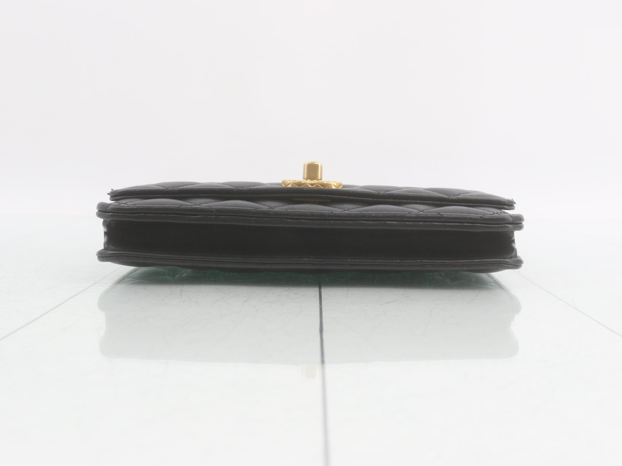 Matelassé Lambskin Turnlock Chain Wallet — view 3