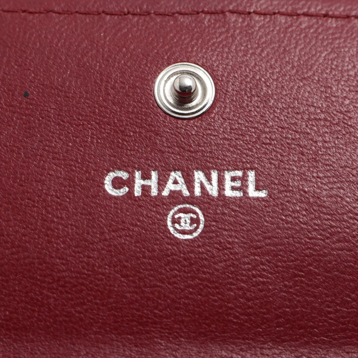 Camellia Lambskin Long Wallet, Red, Silver Hardware, 18066475 — view 9