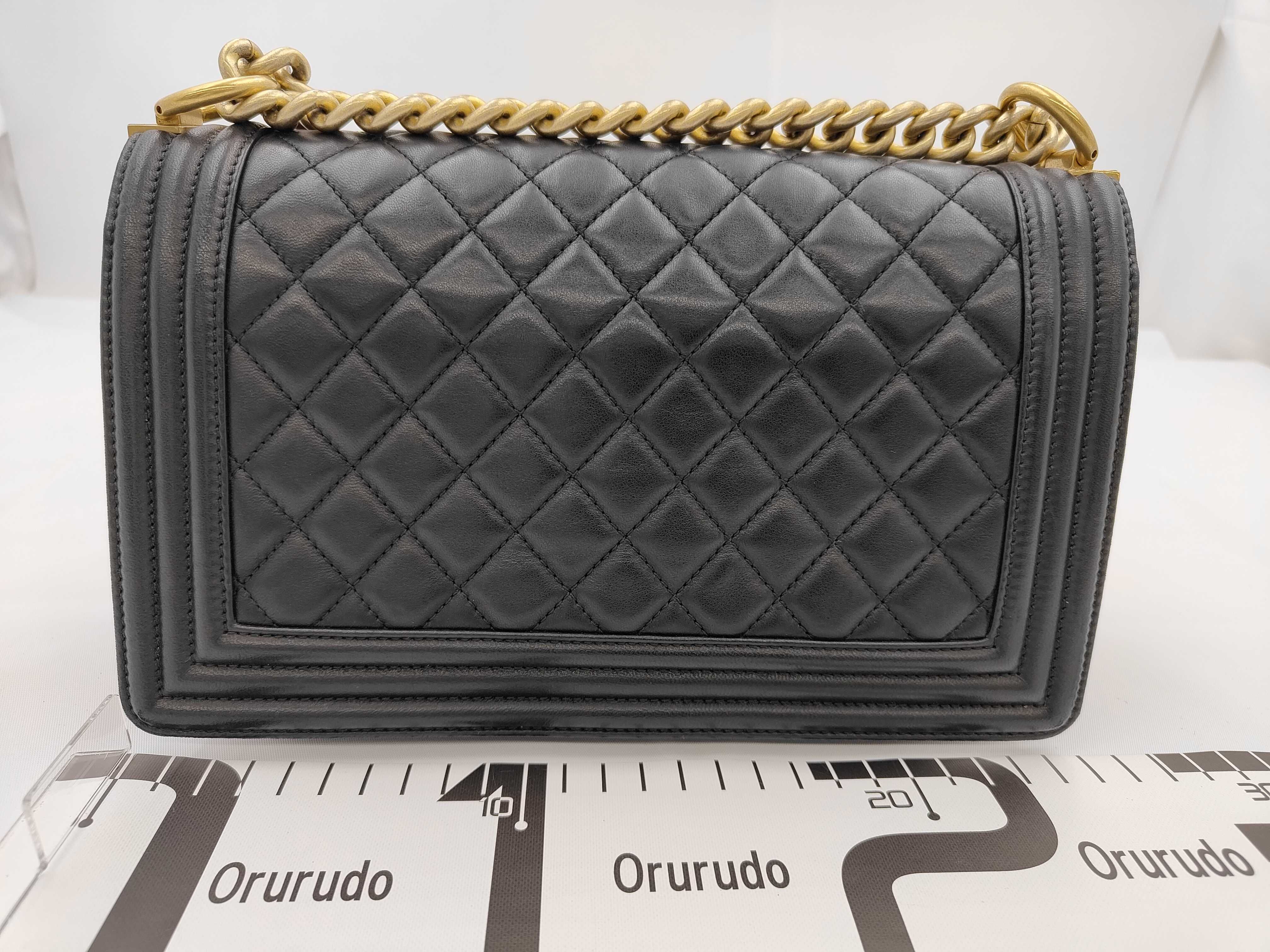 Black Lambskin Boy 25cm GP Hardware Matelassé Chain Shoulder Bag (Serial Number 23) — view 2