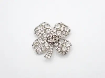 Coco Mark Brooch, Silver, Rhinestone