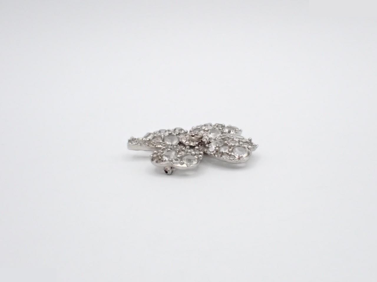 Coco Mark Brooch, Silver, Rhinestone — view 3