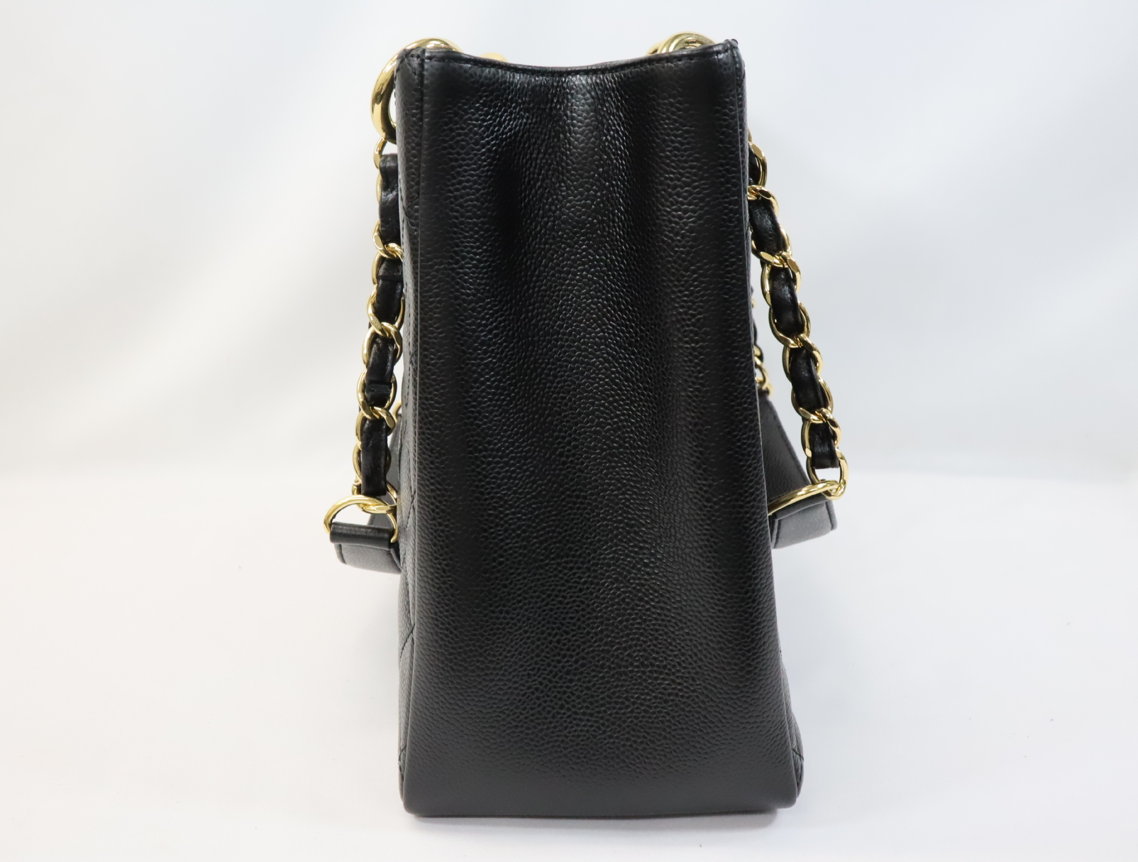 GST Caviar Skin Chain Tote Bag, Black, Serial Number 19, Gold Hardware, A50995 Tote Bag — view 3