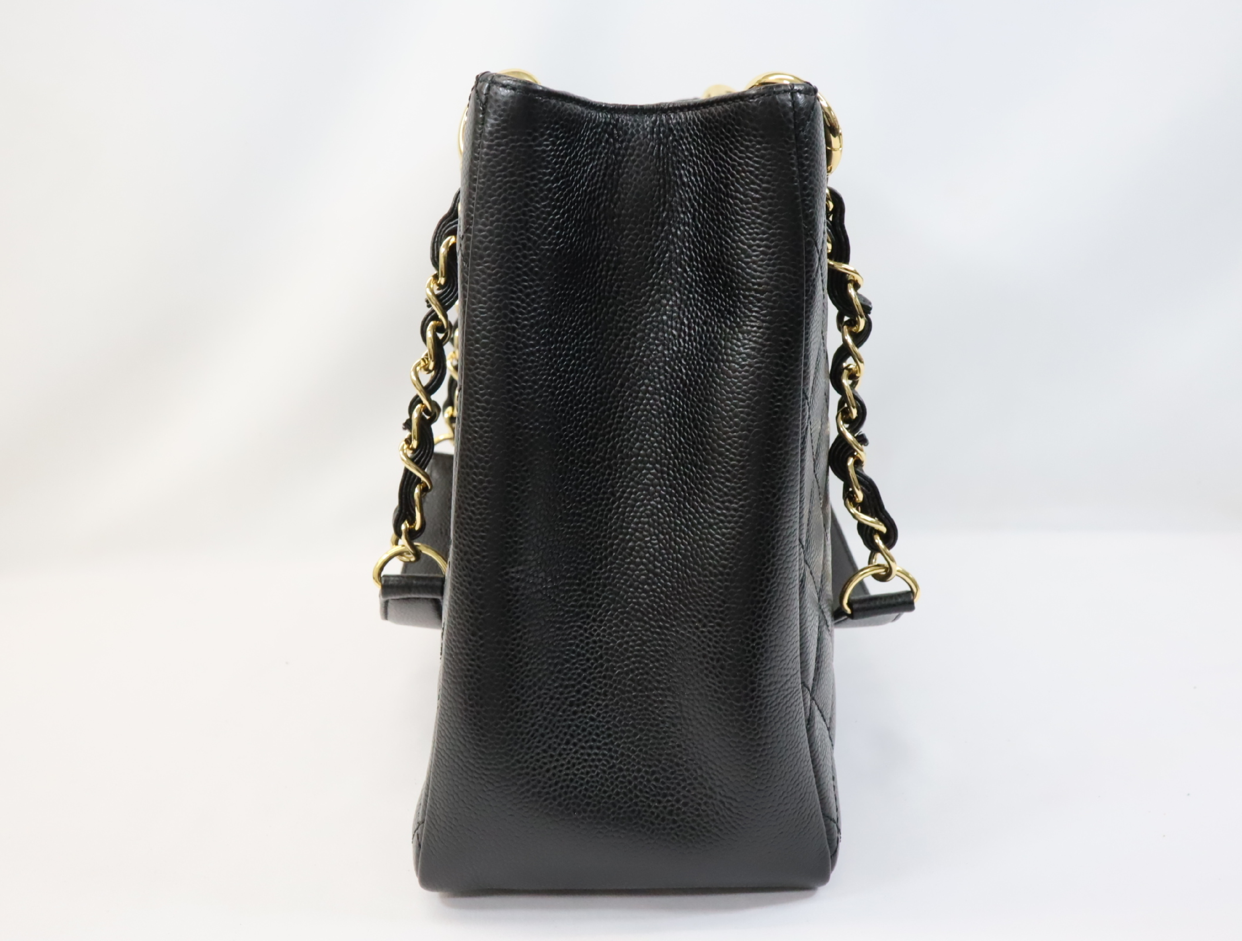 GST Caviar Skin Chain Tote Bag, Black, Serial Number 19, Gold Hardware, A50995 Tote Bag — view 4