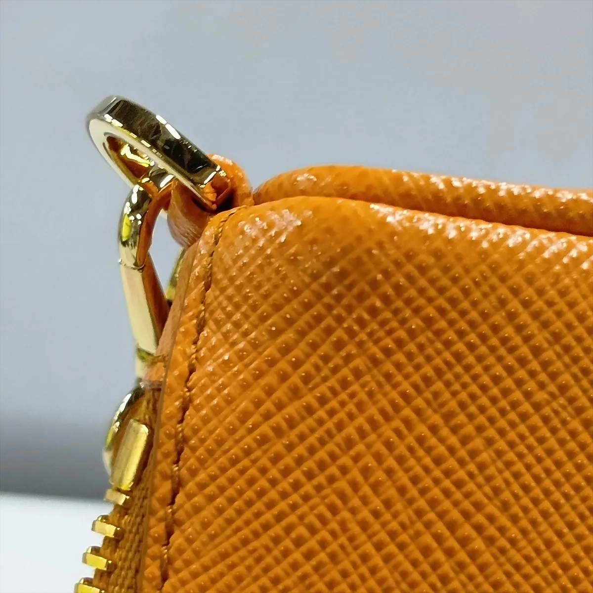 Saffiano Leather Chain Shoulder Bag, Orange, 1BC245 — view 10