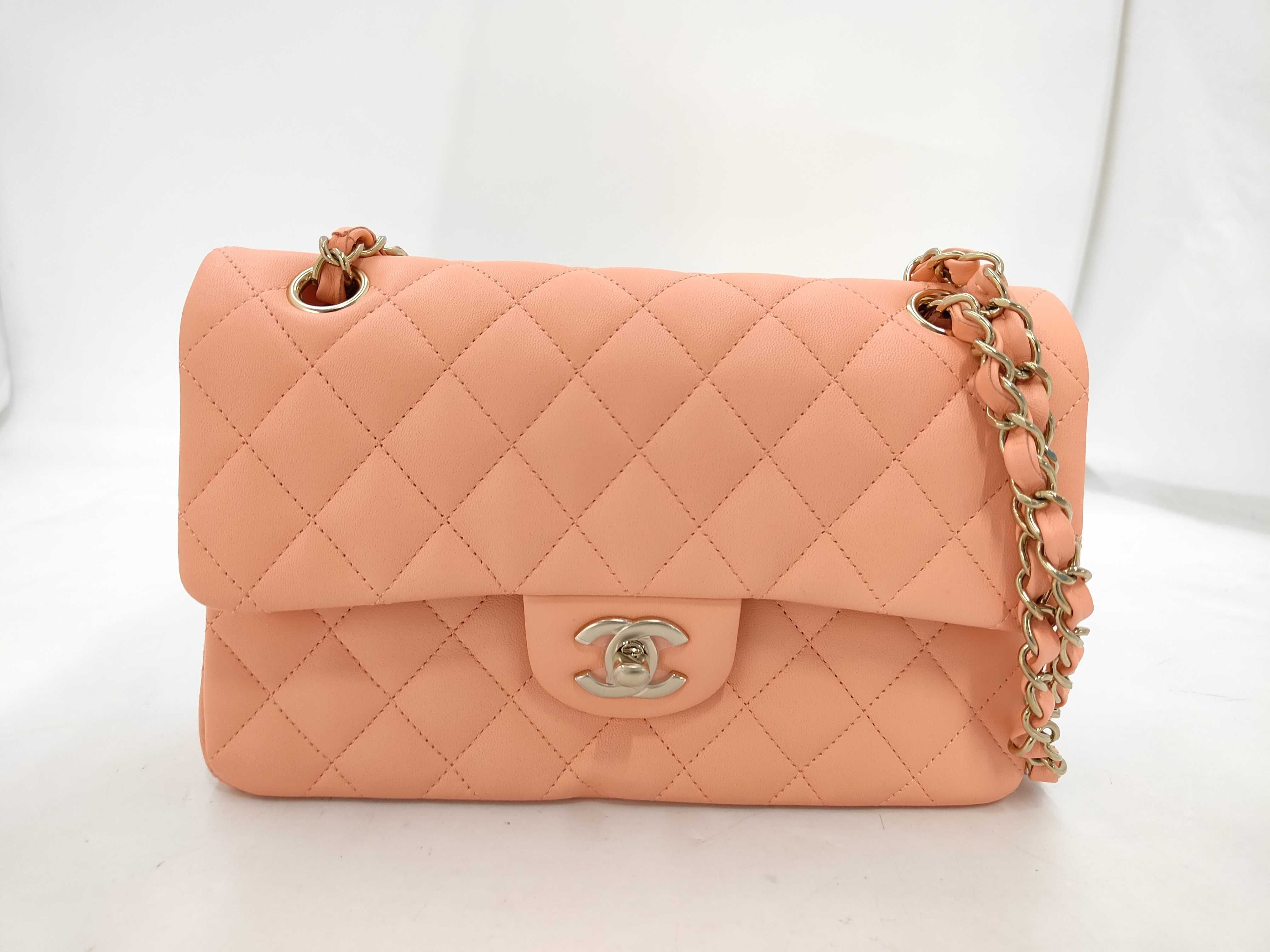 Matelassé 23 Lambskin Double Flap Double Chain Pink Shoulder Bag