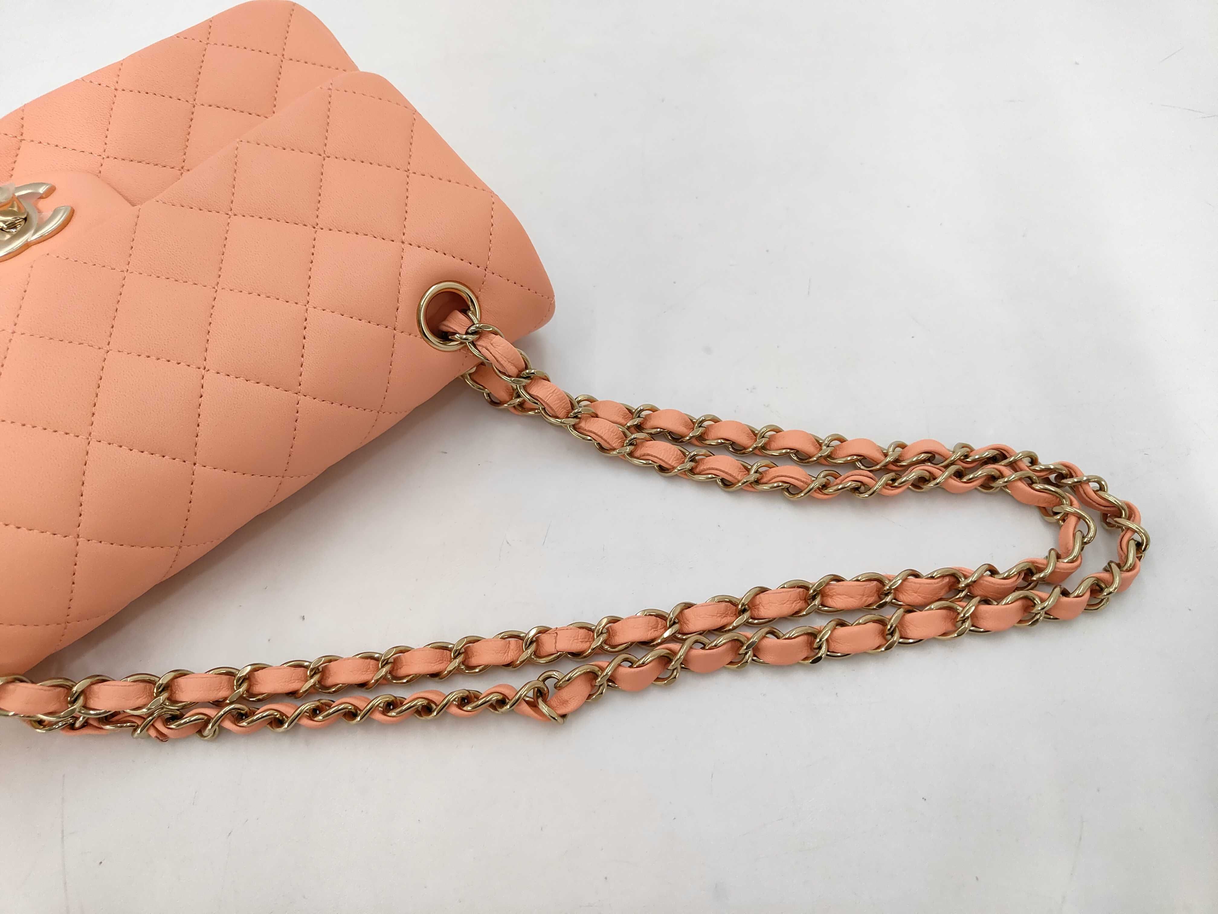 Matelassé 23 Lambskin Double Flap Double Chain Pink Shoulder Bag — view 5