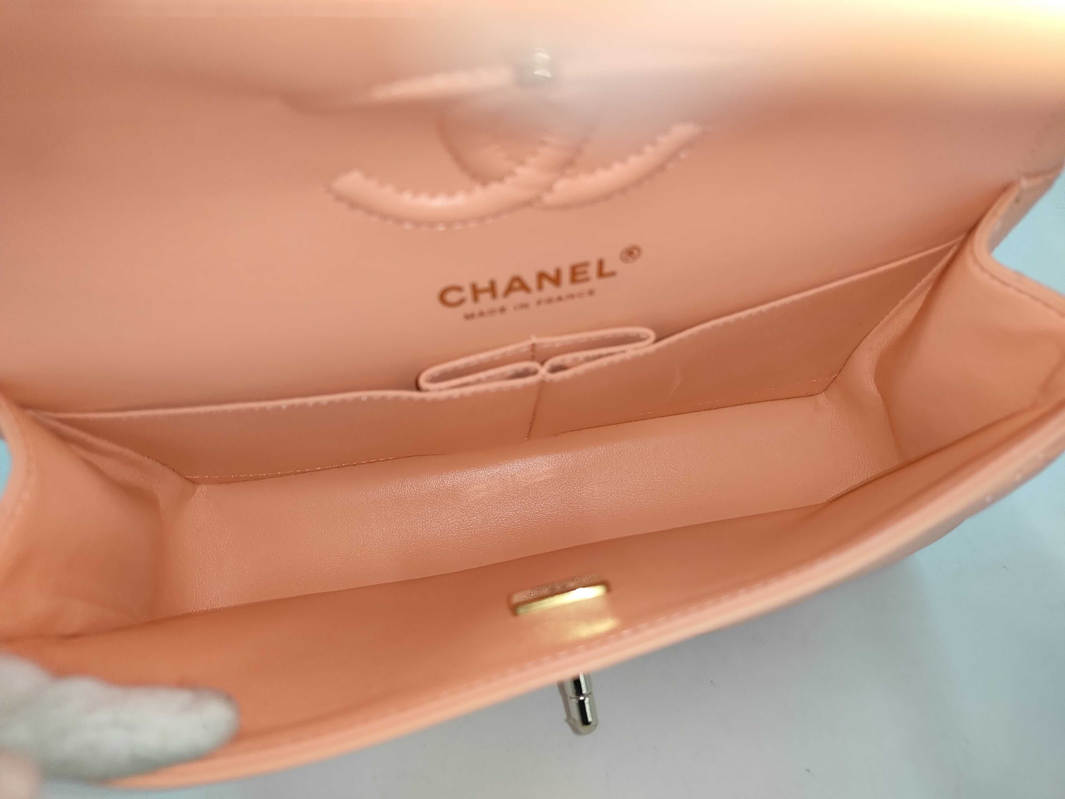Matelassé 23 Lambskin Double Flap Double Chain Pink Shoulder Bag — view 9
