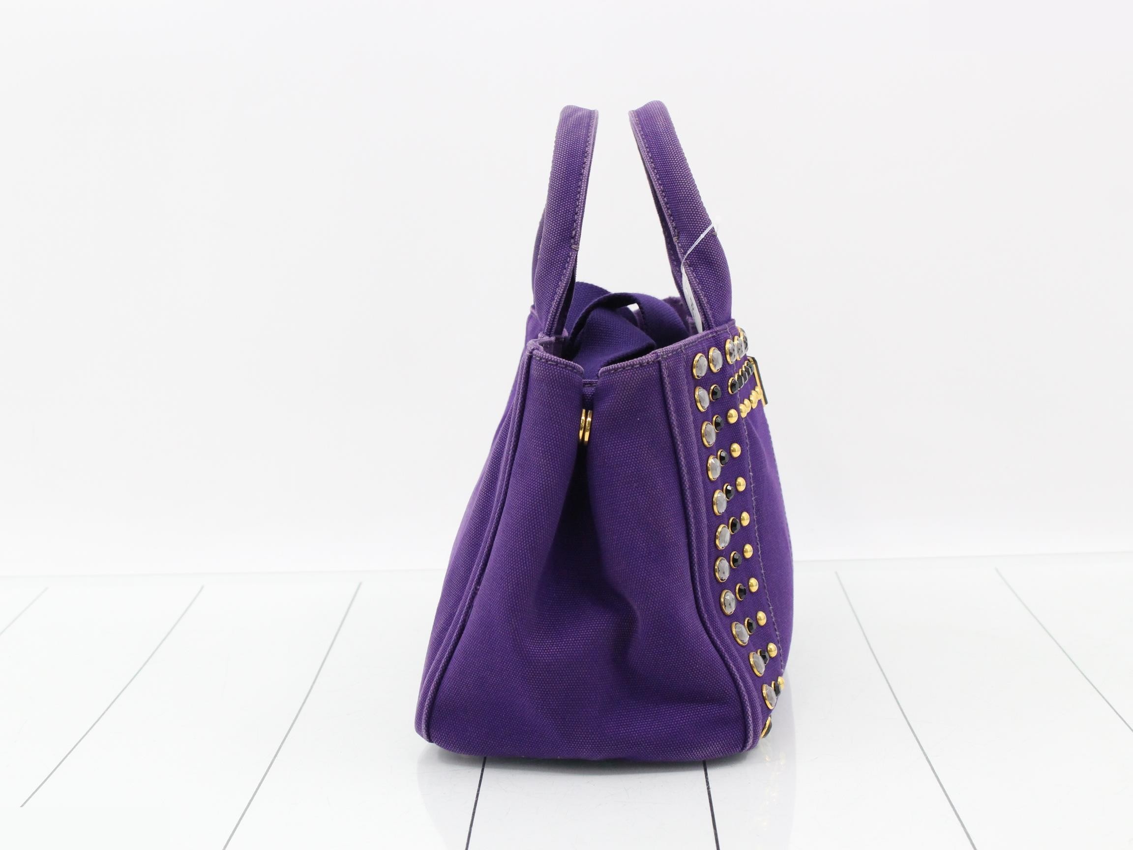 Canapa handbag, embellished with jewels and studs, 2-way, purple. — view 4