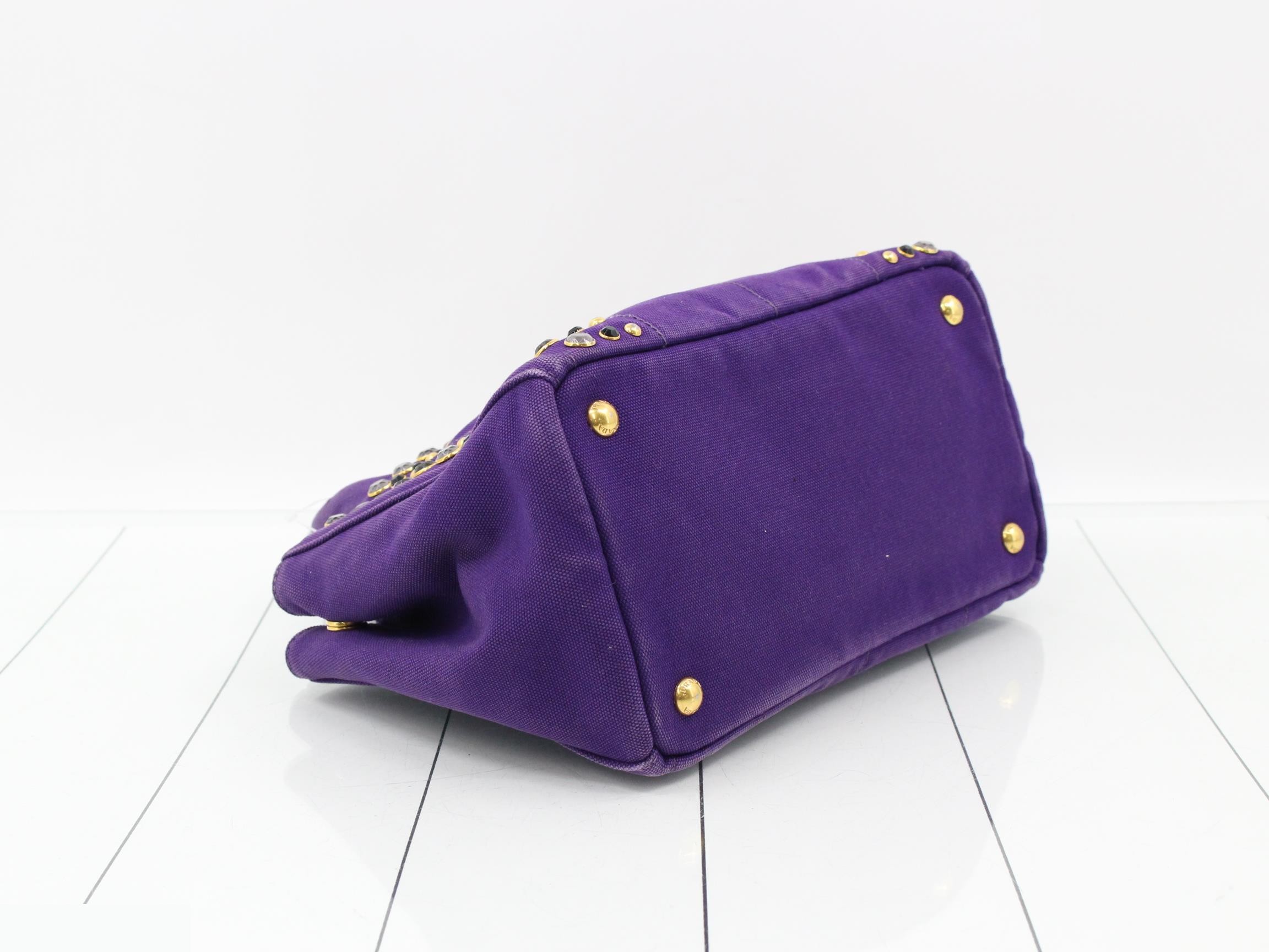 Canapa handbag, embellished with jewels and studs, 2-way, purple. — view 5
