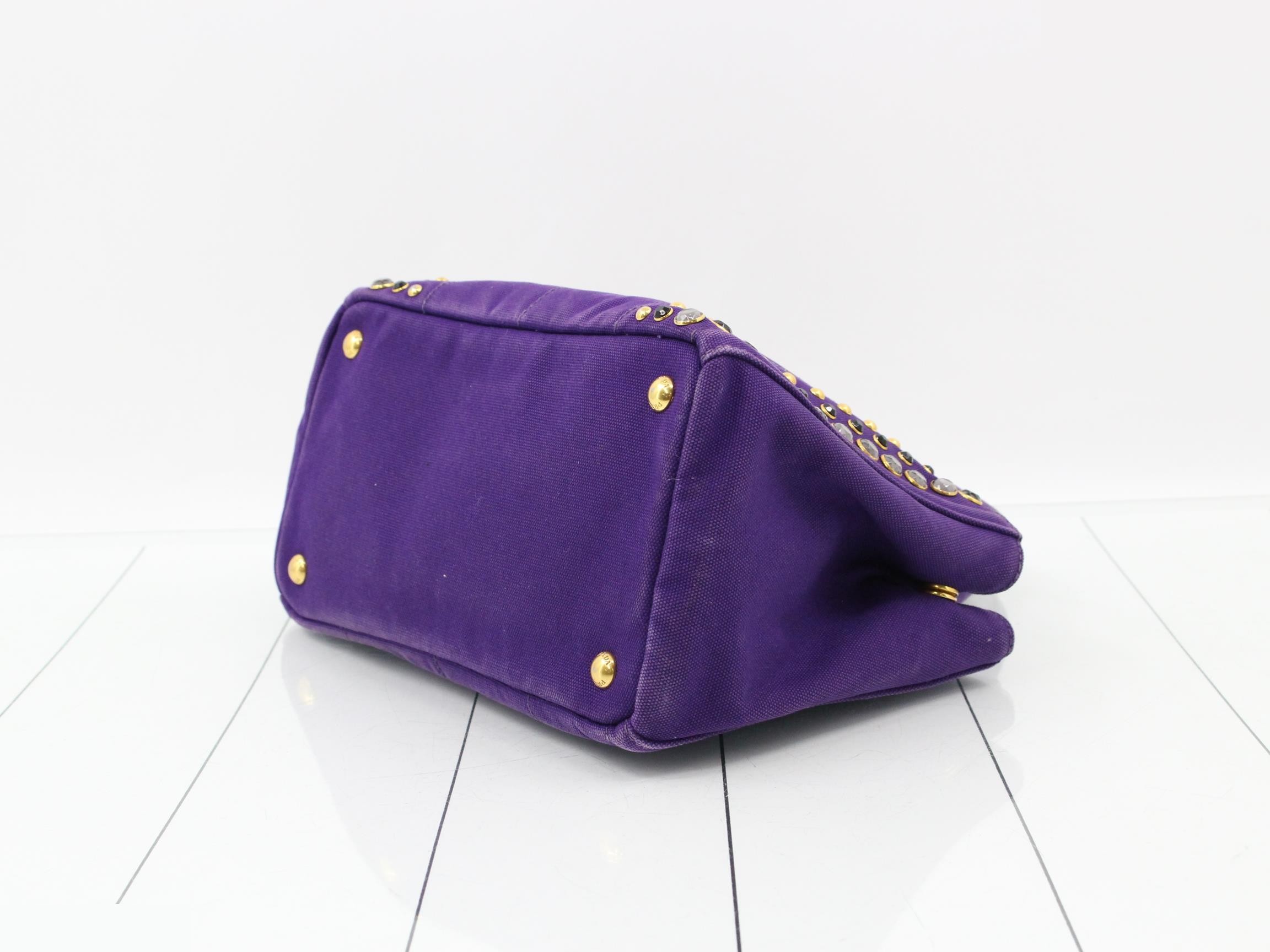 Canapa handbag, embellished with jewels and studs, 2-way, purple. — view 6