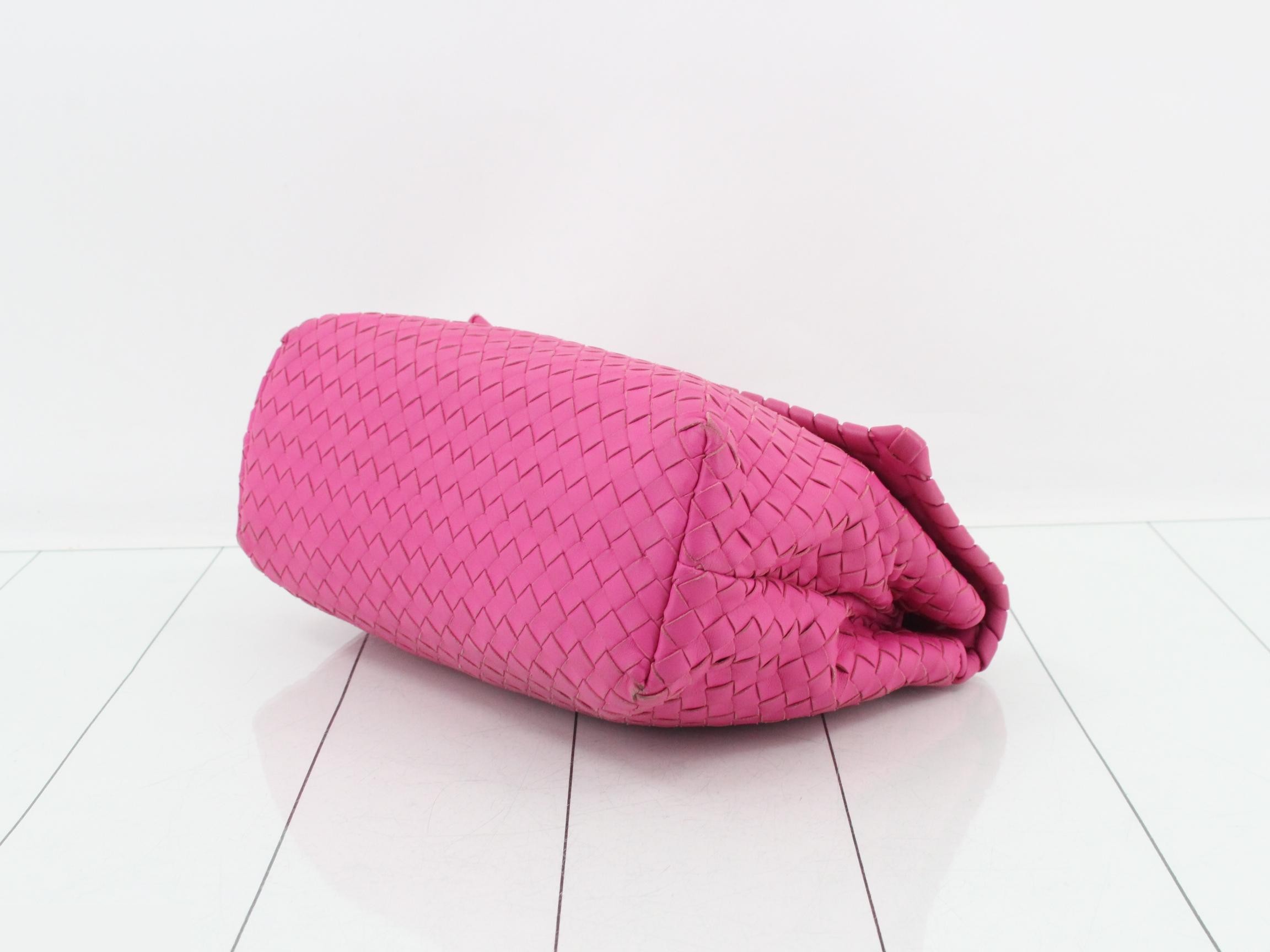 Intrecciato Shoulder Bag, Leather, Pink — view 6