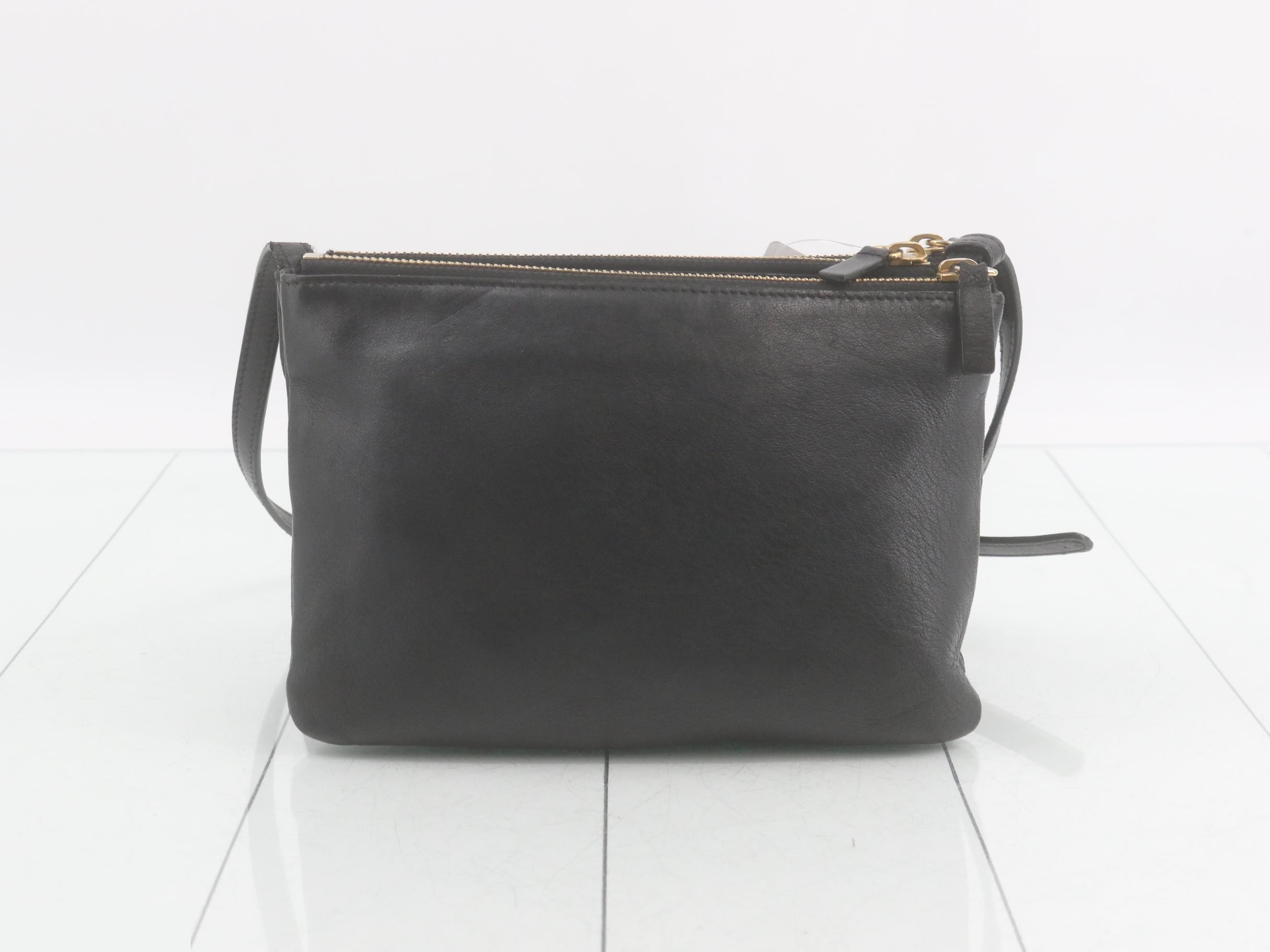 Trio Shoulder Bag, Black Leather — view 2
