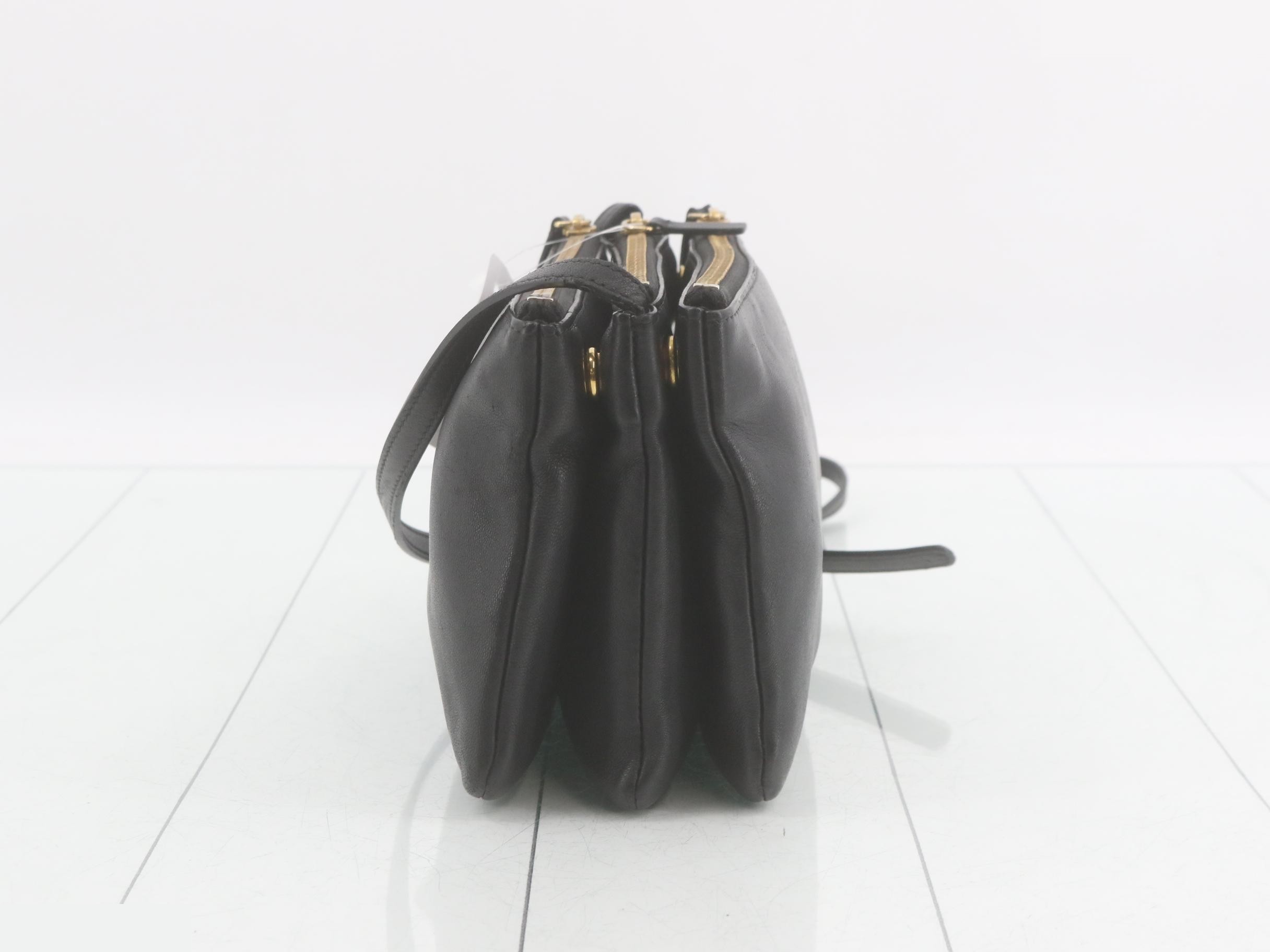 Trio Shoulder Bag, Black Leather — view 3