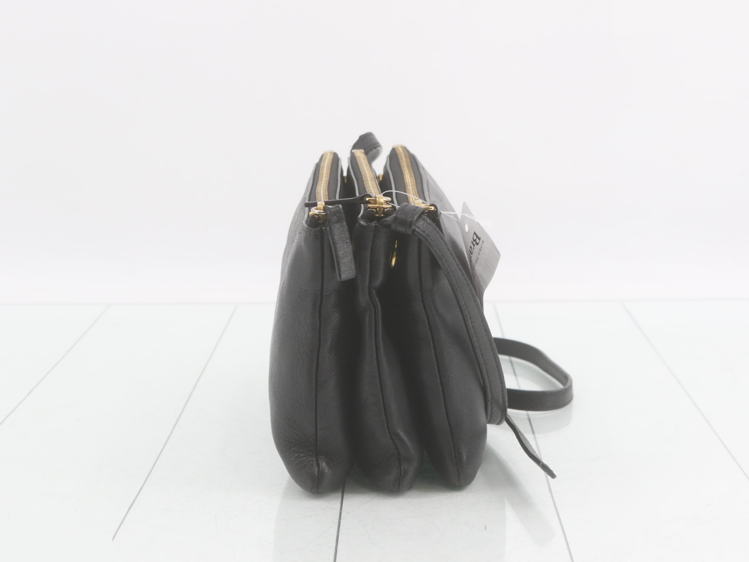Trio Shoulder Bag, Black Leather — view 4