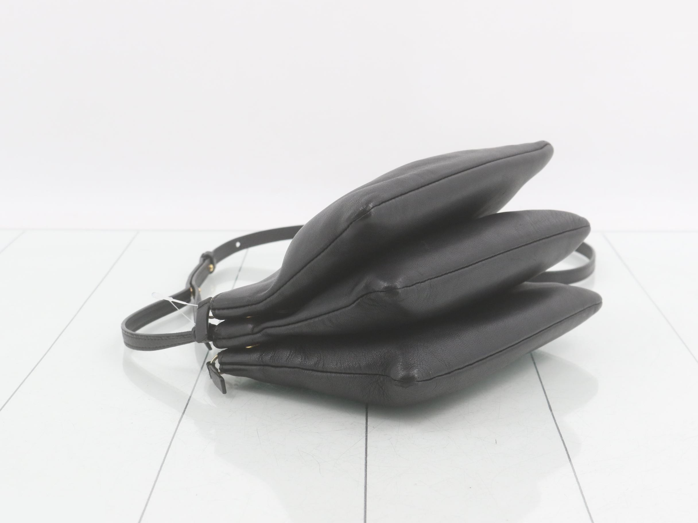 Trio Shoulder Bag, Black Leather — view 5