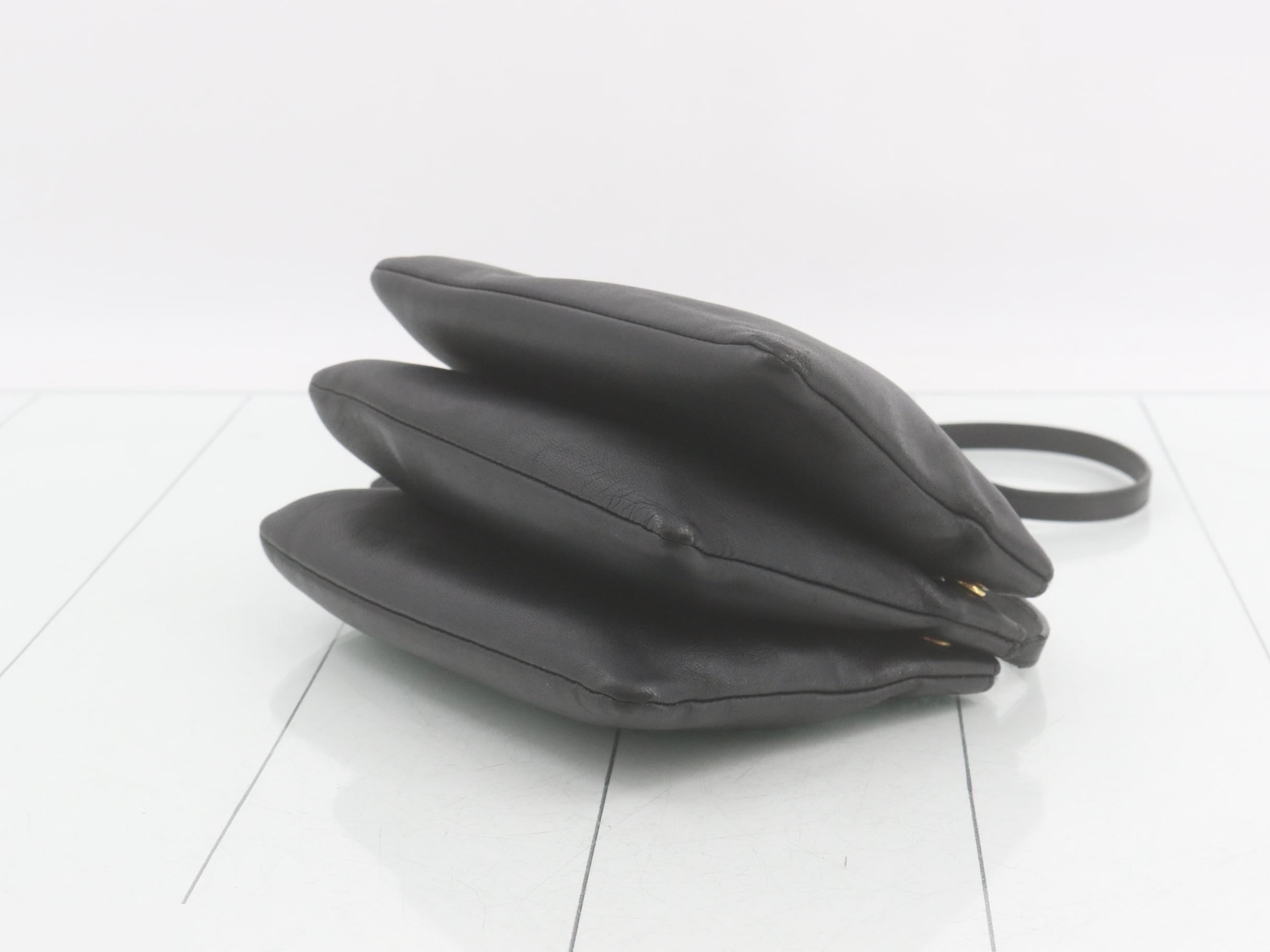 Trio Shoulder Bag, Black Leather — view 6
