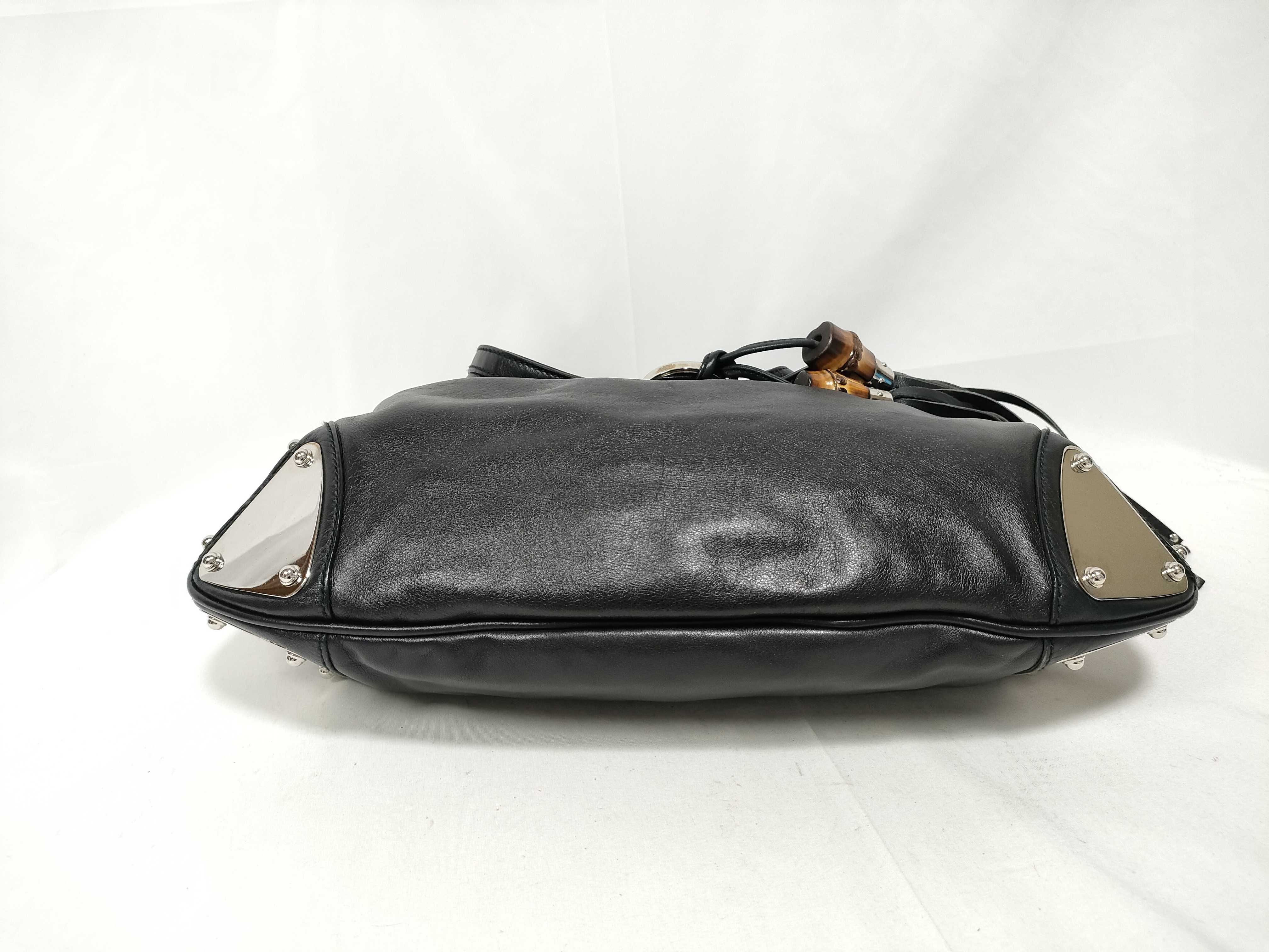 2-way Bamboo Fringe Shoulder Handbag, Black Handbag — view 3