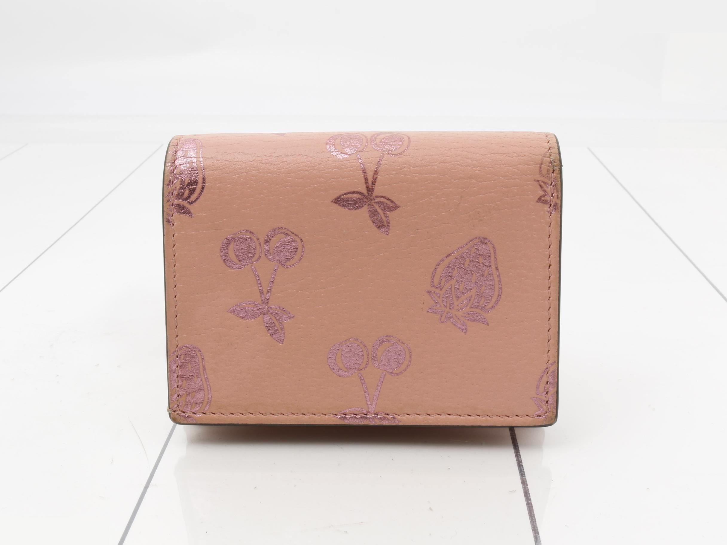 Petite Marmont Bi-fold Wallet, Leather, Pink, Fruit Design — view 2