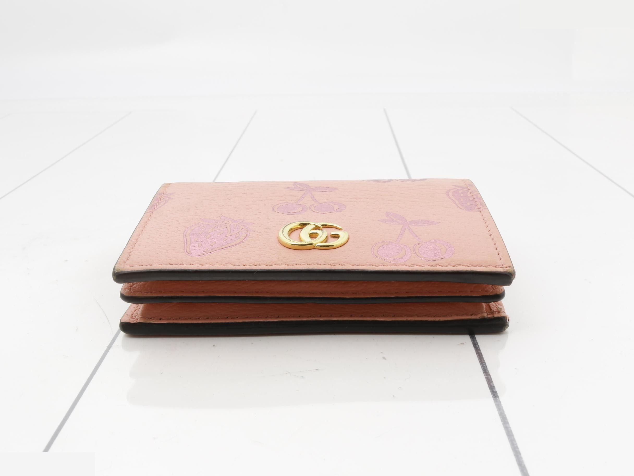 Petite Marmont Bi-fold Wallet, Leather, Pink, Fruit Design — view 3