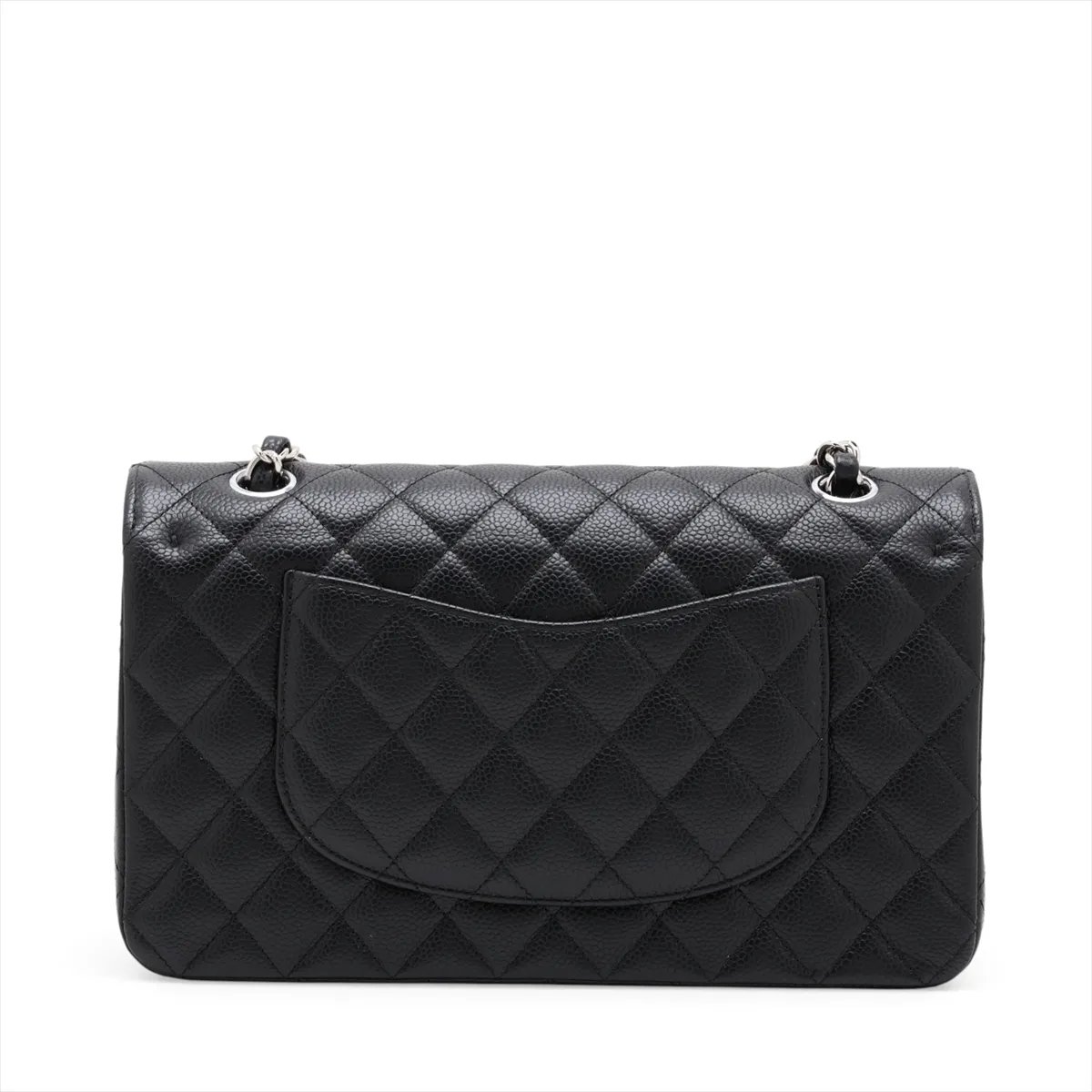 [Individually packaged] Chanel Matelassé 25 Caviar Skin Double Flap Double Chain Bag, Black, Silver Hardware, H6JHXXNC, Random Plate, A01112 — view 2