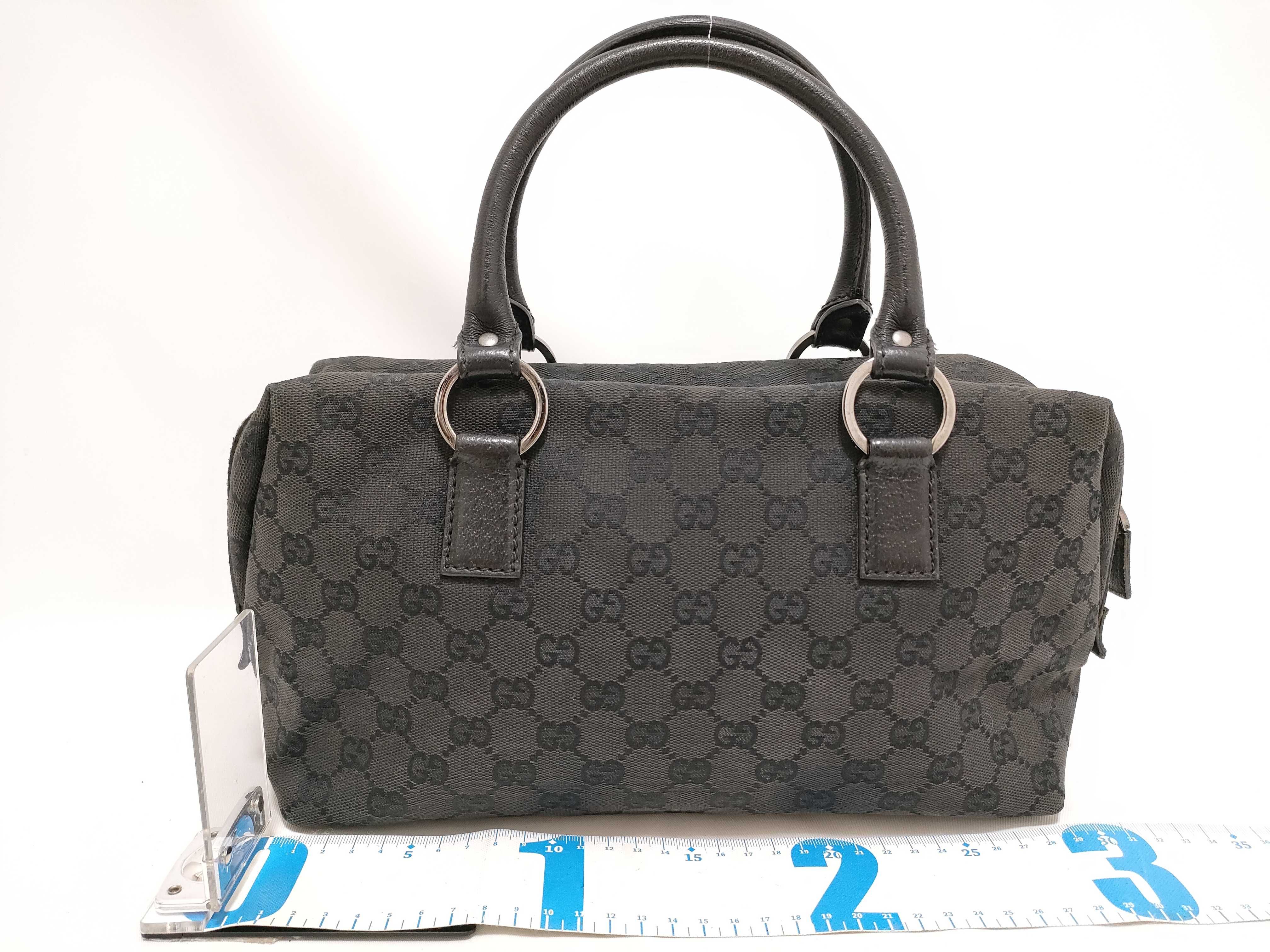 GG Canvas Boston Bag Leather Black Handbag (113009) — view 2
